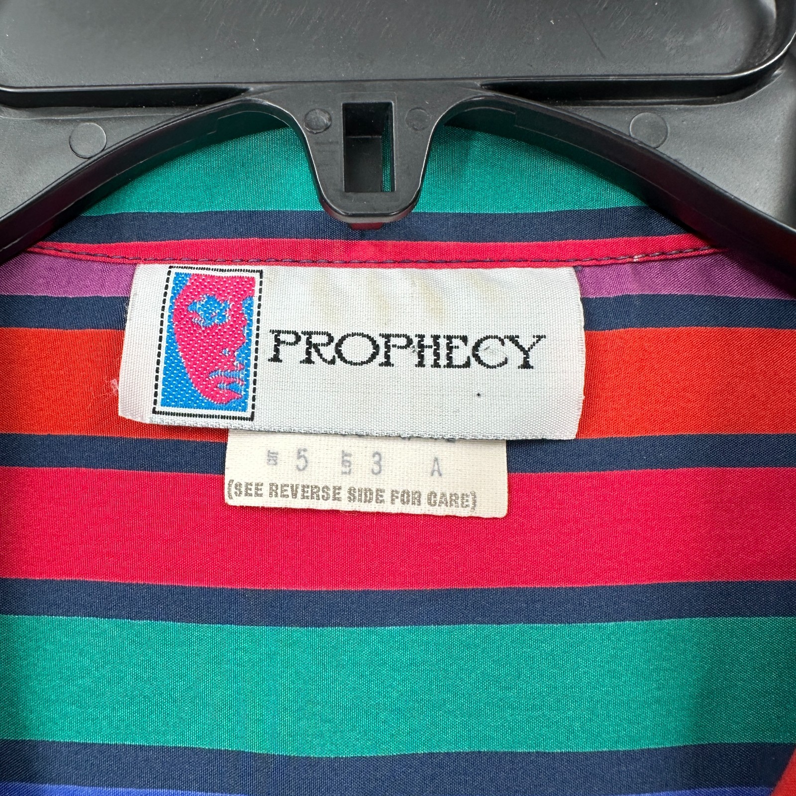 VTG 70s 80s Prophecy Satin Skirt / Blouse Set Funky Loud Striped Modest Retro 12