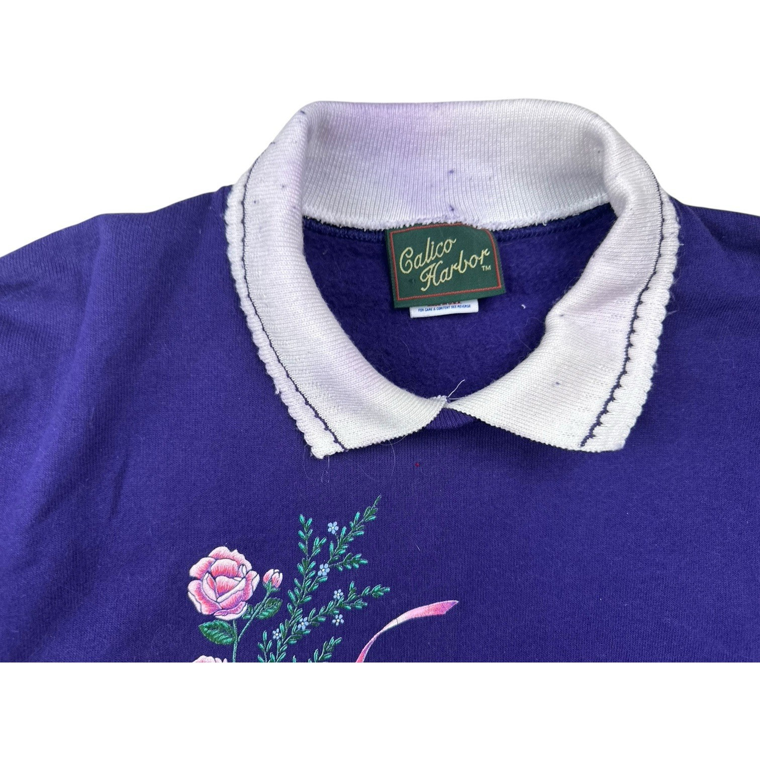 Vintage sweatshirt purple XL grandma core granny oversized cottage floral 90s