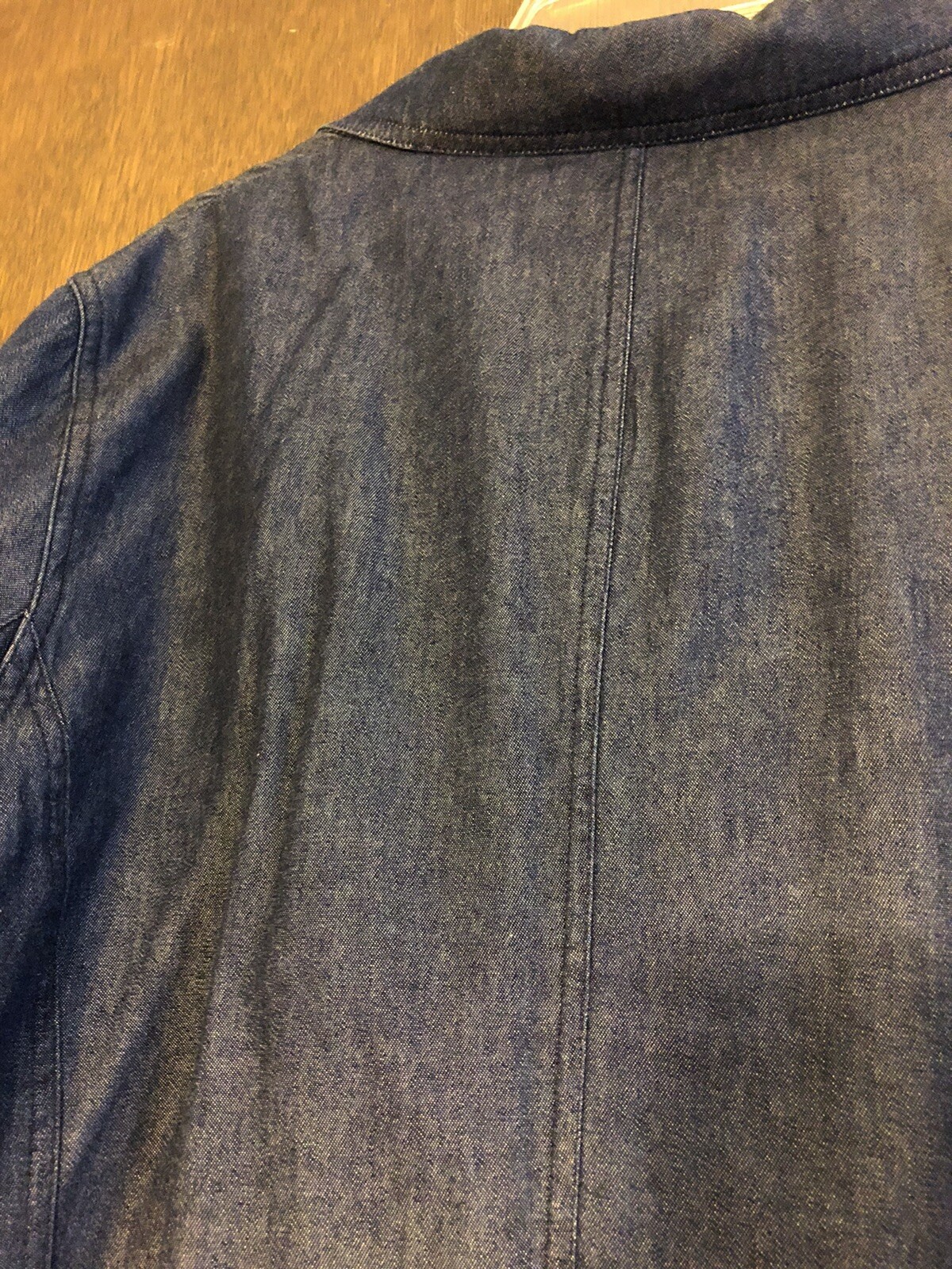 Women’s Plus Size 16W denim blue Norton Woman 25″ chest pockets 28” Long Blazer