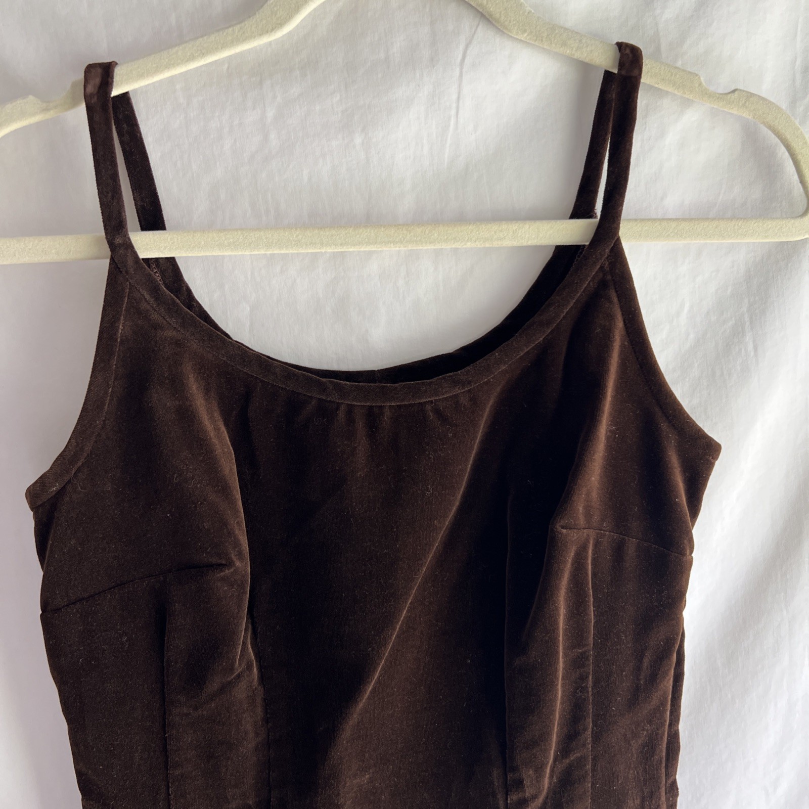 1950s Vintage Abby Michael Ltd Brown Velvet Camisole Tank Top Corset Size XS/S