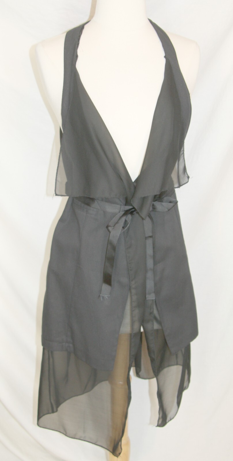 Vintage Versace Jeans Couture black tunic vest long twill sheer Rock Goth Funky