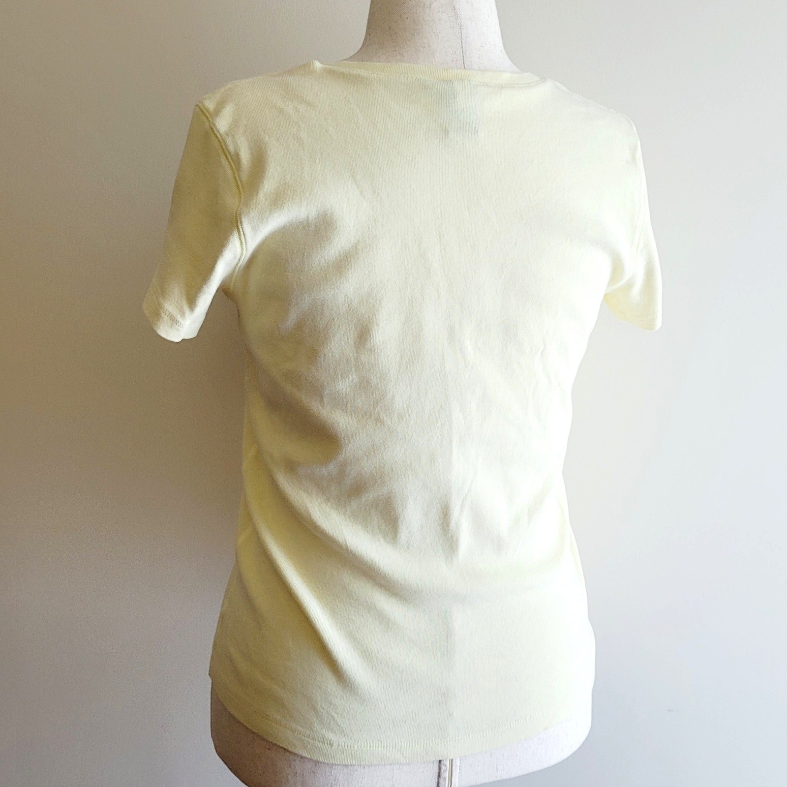 Vintage Gap Butter Yellow V-Neck T-Shirt, Women’s Large L, Cotton Y2K Minimalist
