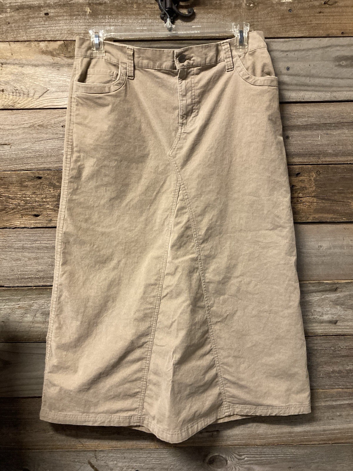 Izod For Her Lacoste Vintage 80s Women’s Long Skirt Corduroy Tan Size 12 Y2K