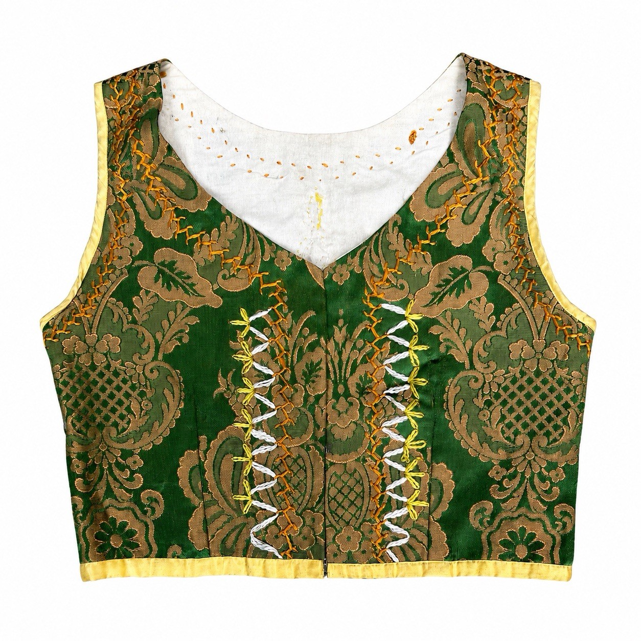 Antique Circa 1900 Central European Folk Costume Brocade Women’s Bodice Vest S