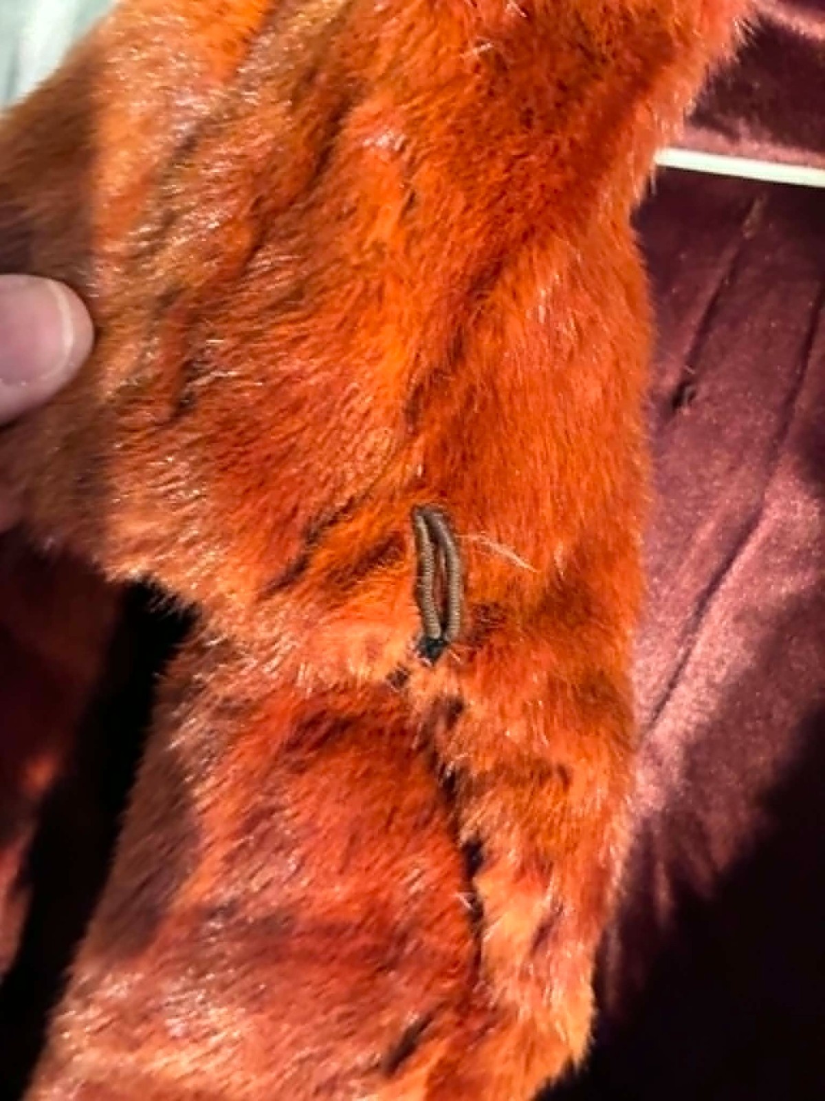Vintage Cinnamon Brown Genuine Mink Fur Stroller Swinger Long Coat Size L/XL
