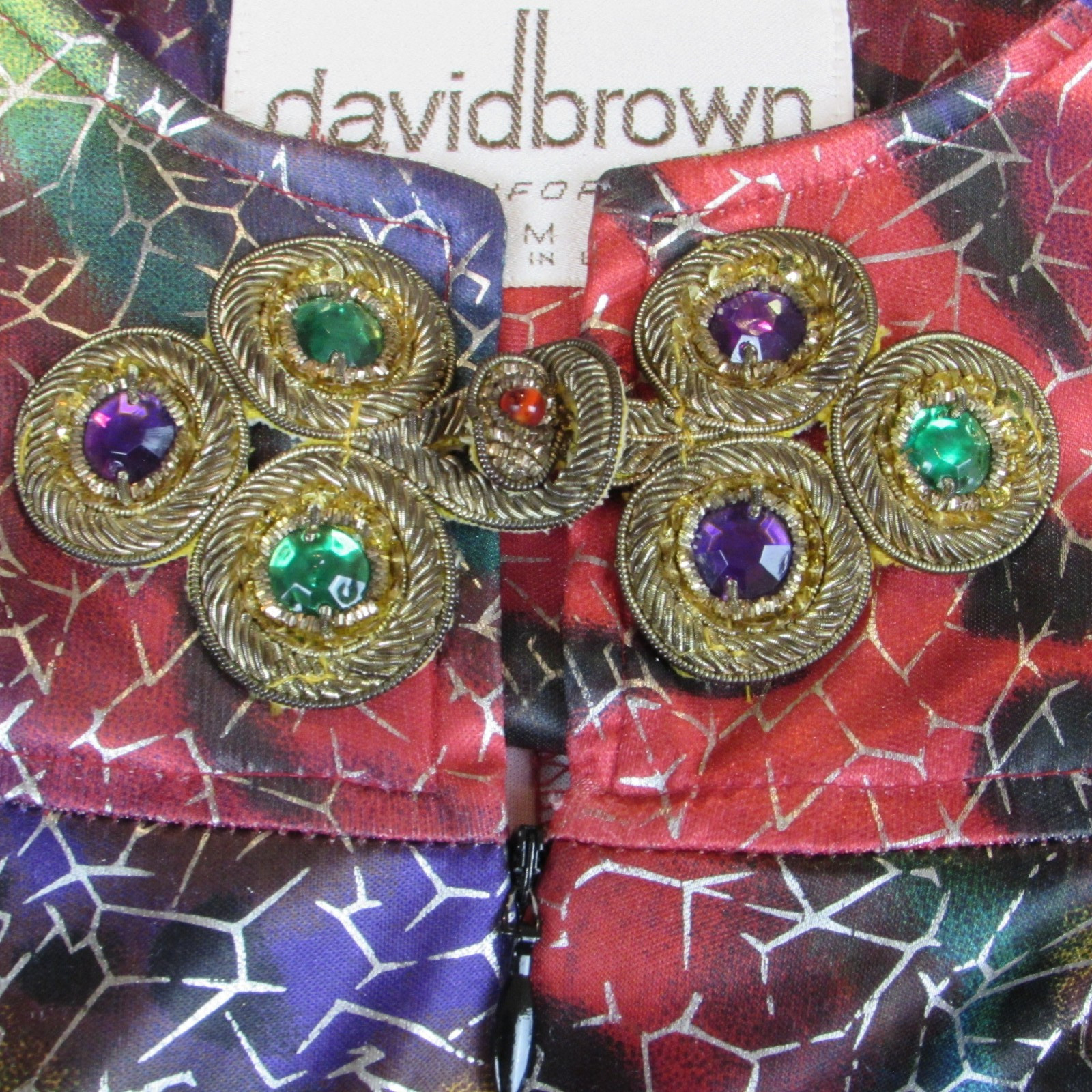 VTG 70s David Brown California Maxi Dress Kaftan Long Sleeve floral gold M