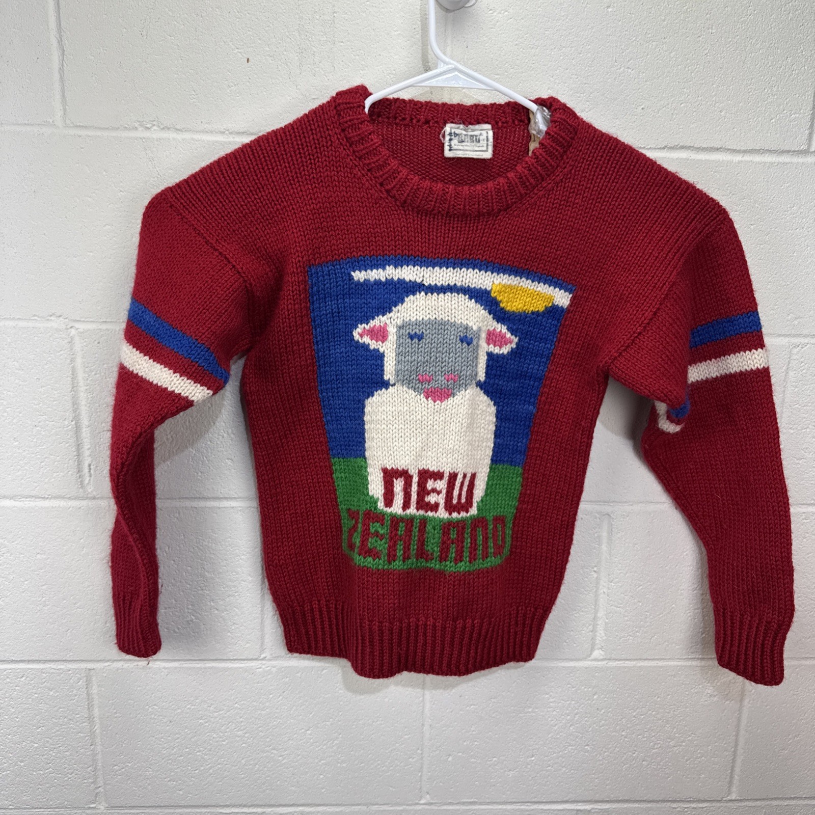 Vintage BABO 100% Wool Sweater Sheep Graphic Hand Crafted New Zealand Sz S
