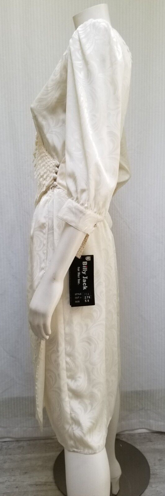 New w/ Tags Vintage 80/90s BILLY JACK FOR HER Ivory Jacquard Wrap DRESS – Size S
