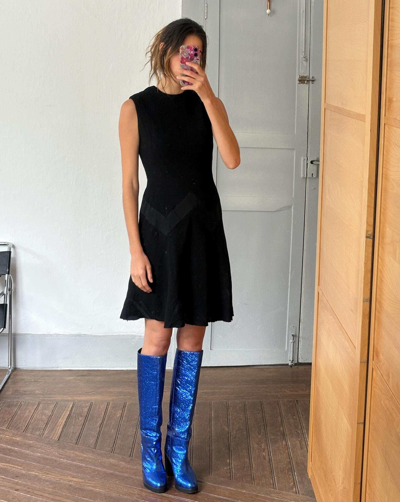 Vintage black mini dress, Luxury feminine fit