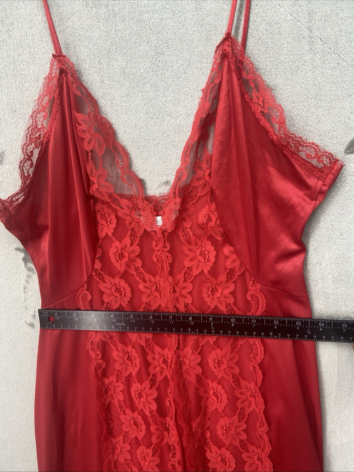 Vintage Y2K Sabrina slip Dress Red Babydoll Floral Lace Lingerie Romantic USA