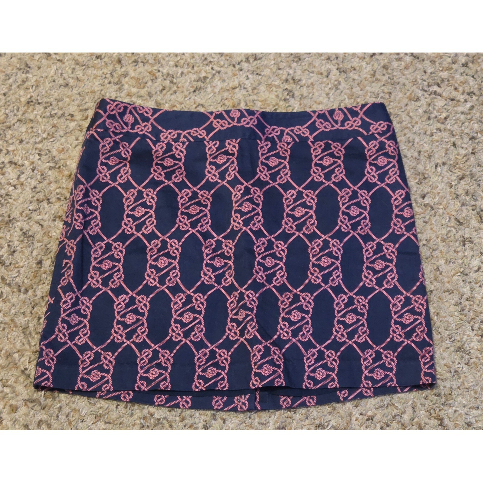 Vineyard Vines Nautical Rope Print Skirt Women’s Size 8 Blue Pink Back Zip Up
