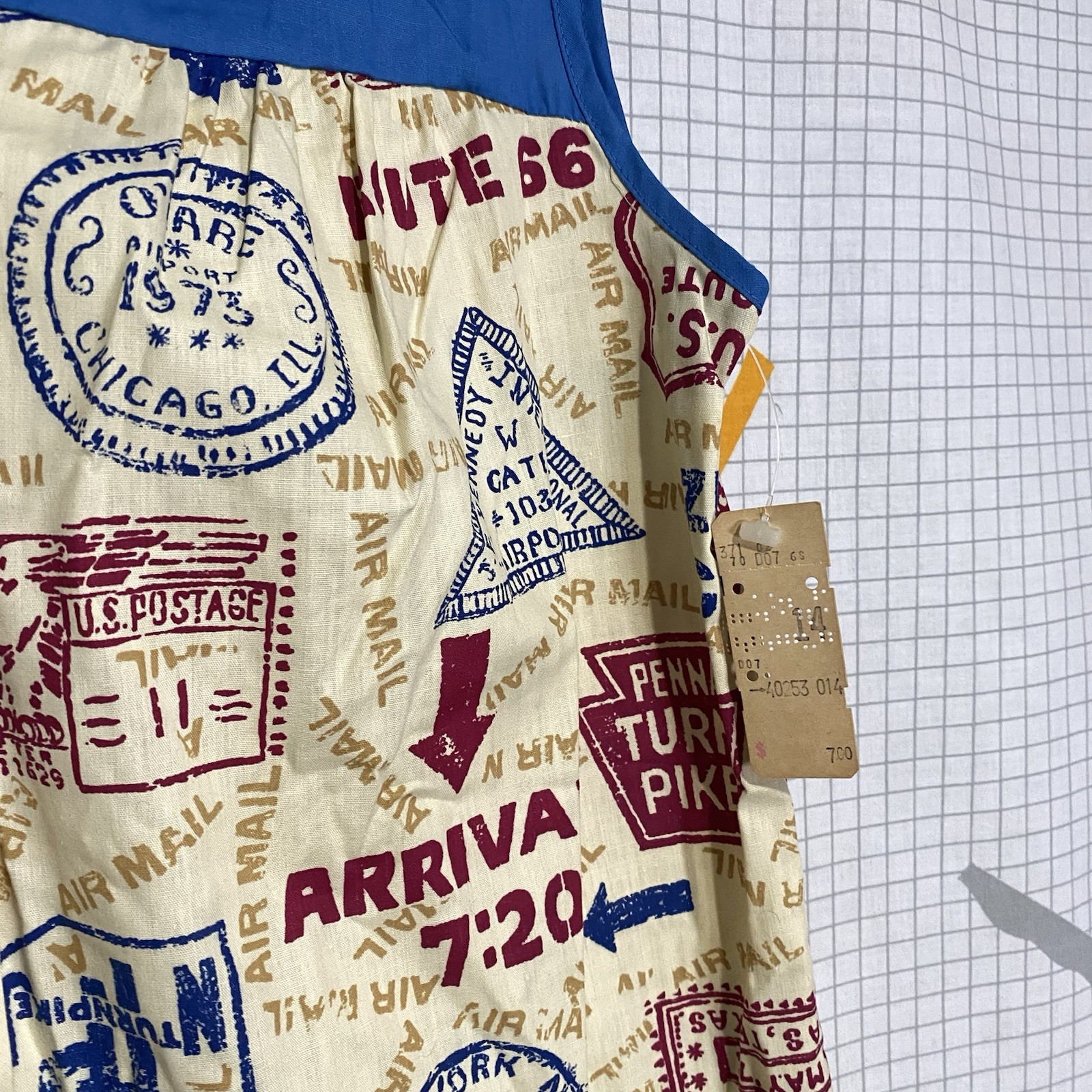 Vintage 70s Sears Novelty Shirt Large Dagger Smock Highway Signs Travel Hippie