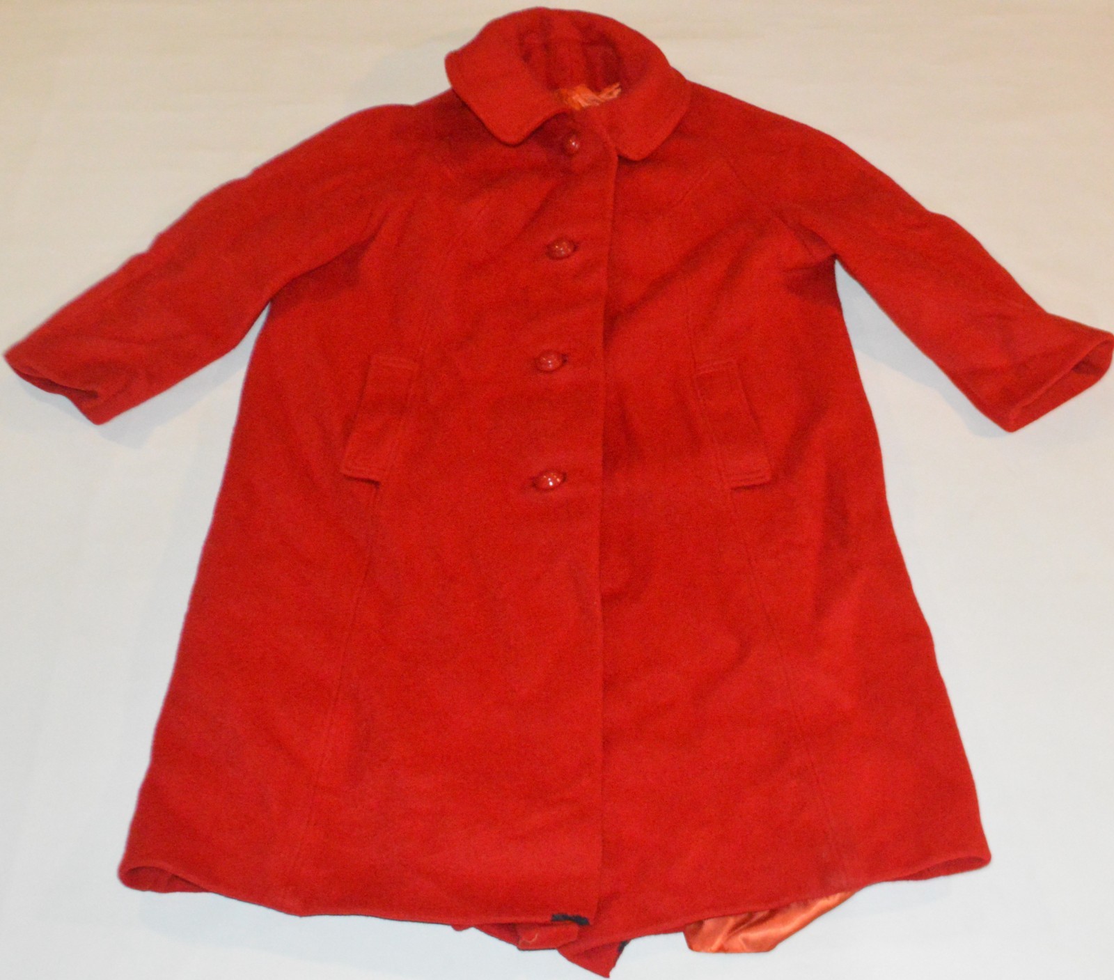 Vintage Red Wool Coat ILGWU Tag Rare AU Label American Union RARE HTF Women 7/8