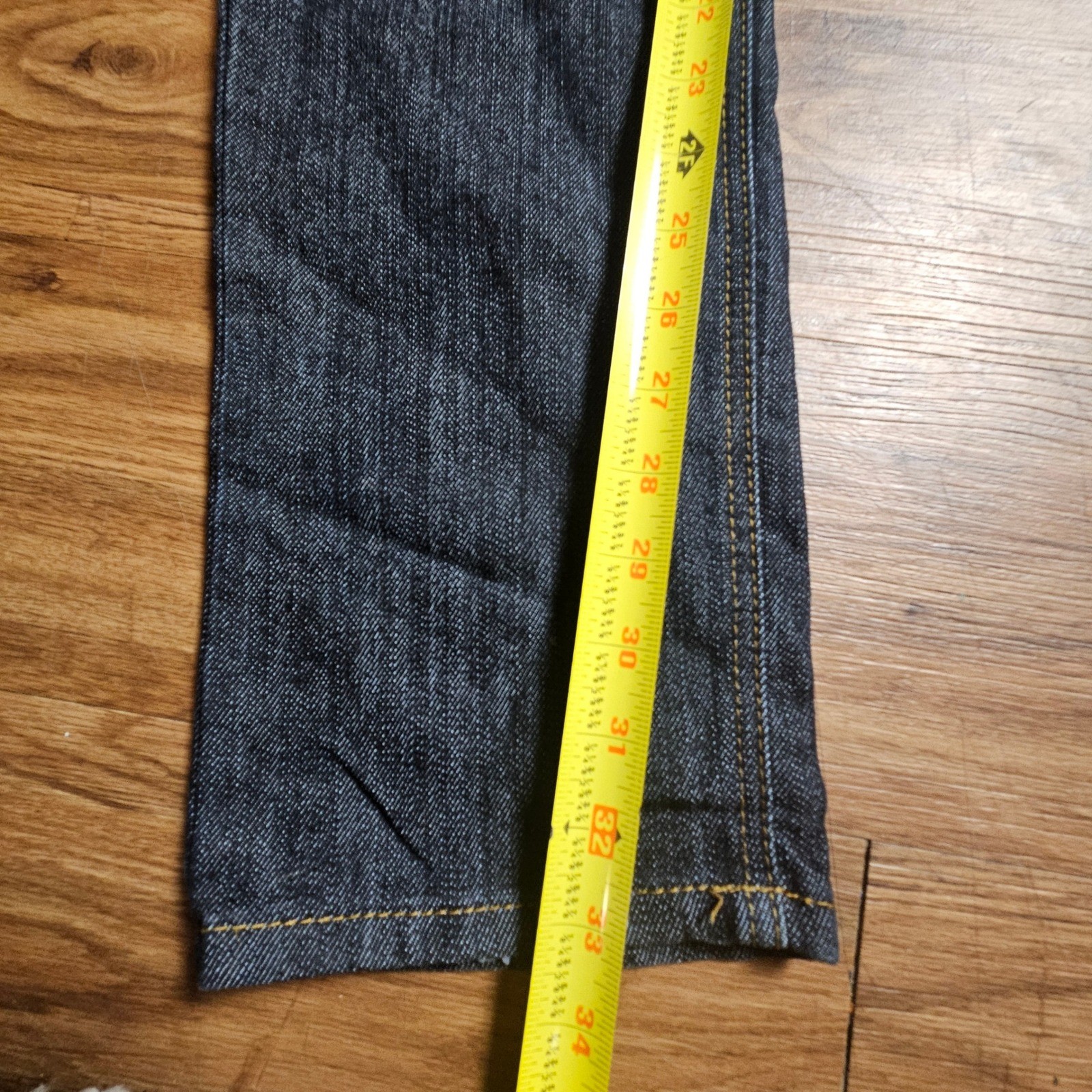 VTG Old Skool Gold Embroidered Studded Straight Jeans 15 Rocker Affliction Y2K