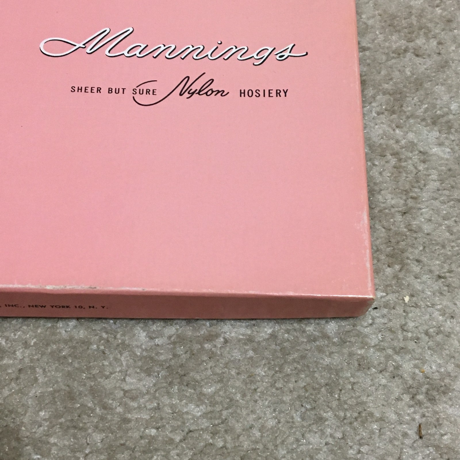 Vintage c1950s Mannings brand Sheer Nylon Hosiery Cardboard Empty Stocking Box