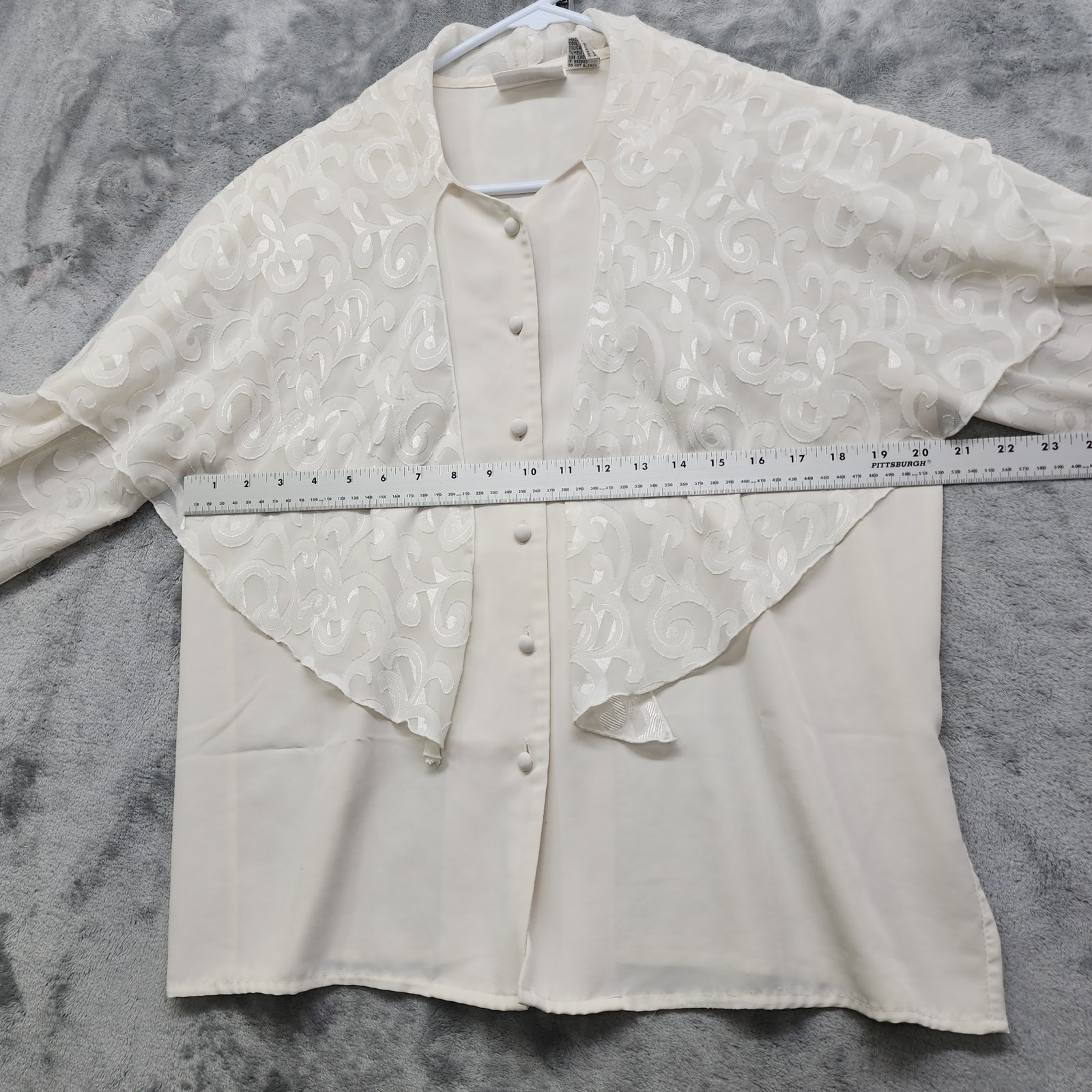 Vintage Ilyssa Maxx Chiffon Caped Button Front Blouse Size 16 Ivory Cottagecore