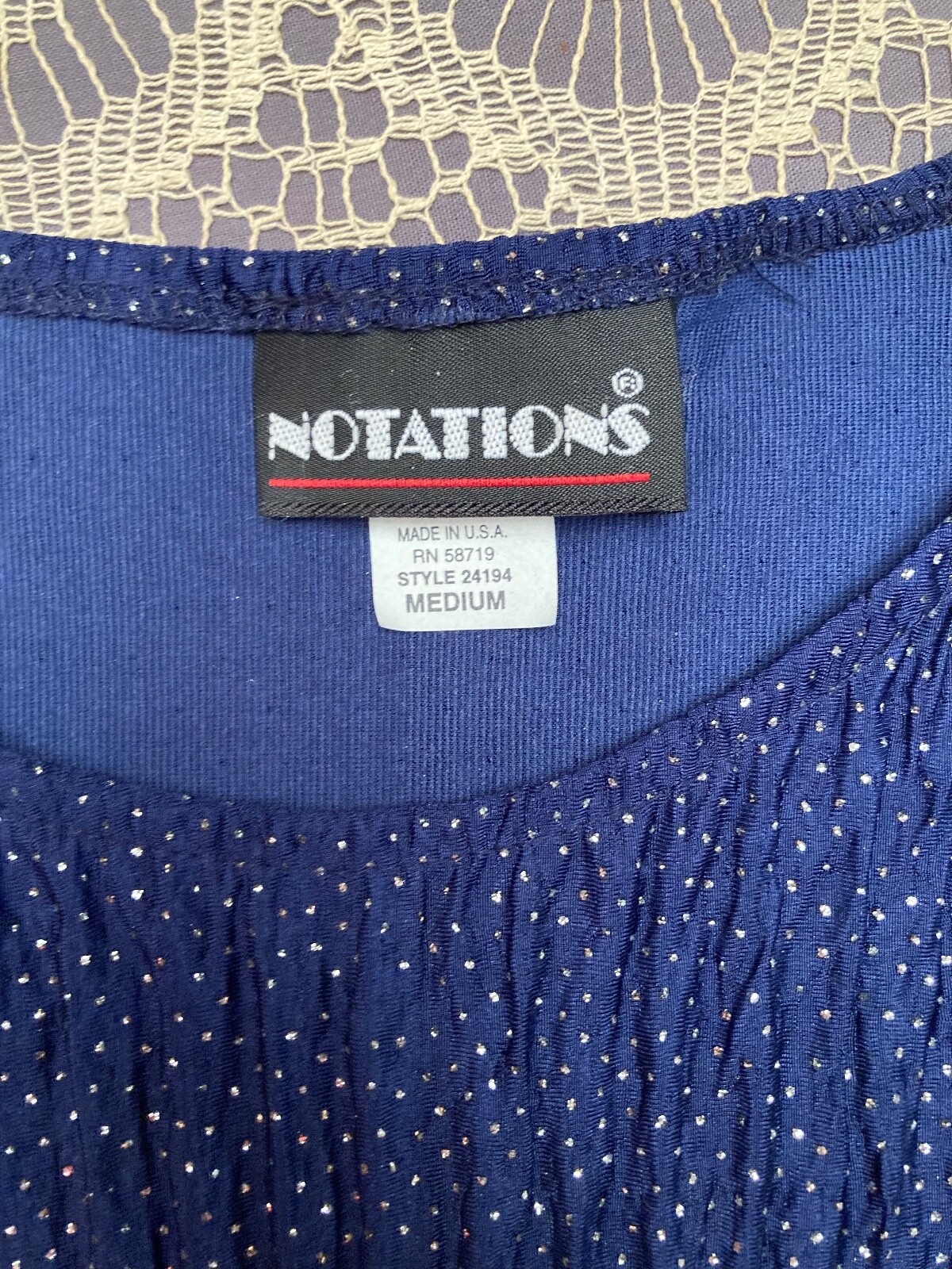 Vintage 80s Blue Sparkle Top Size Medium 1980s Retro Glitter New Wave Cocktail