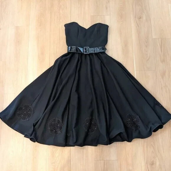 Louisa Nevins Vintage Classic BLACK Dress Made in USA size 10 1950’s Inspired