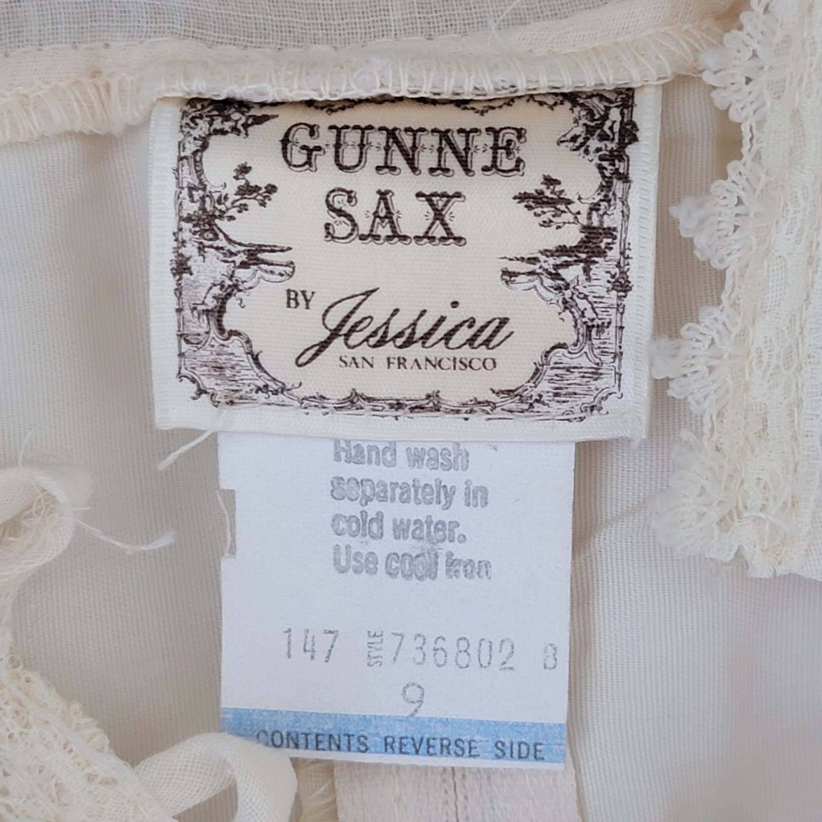 Gunne Sax 1970s Ivory Lace Pearl Prairie Cottage Core Victorian Wedding Dress 9