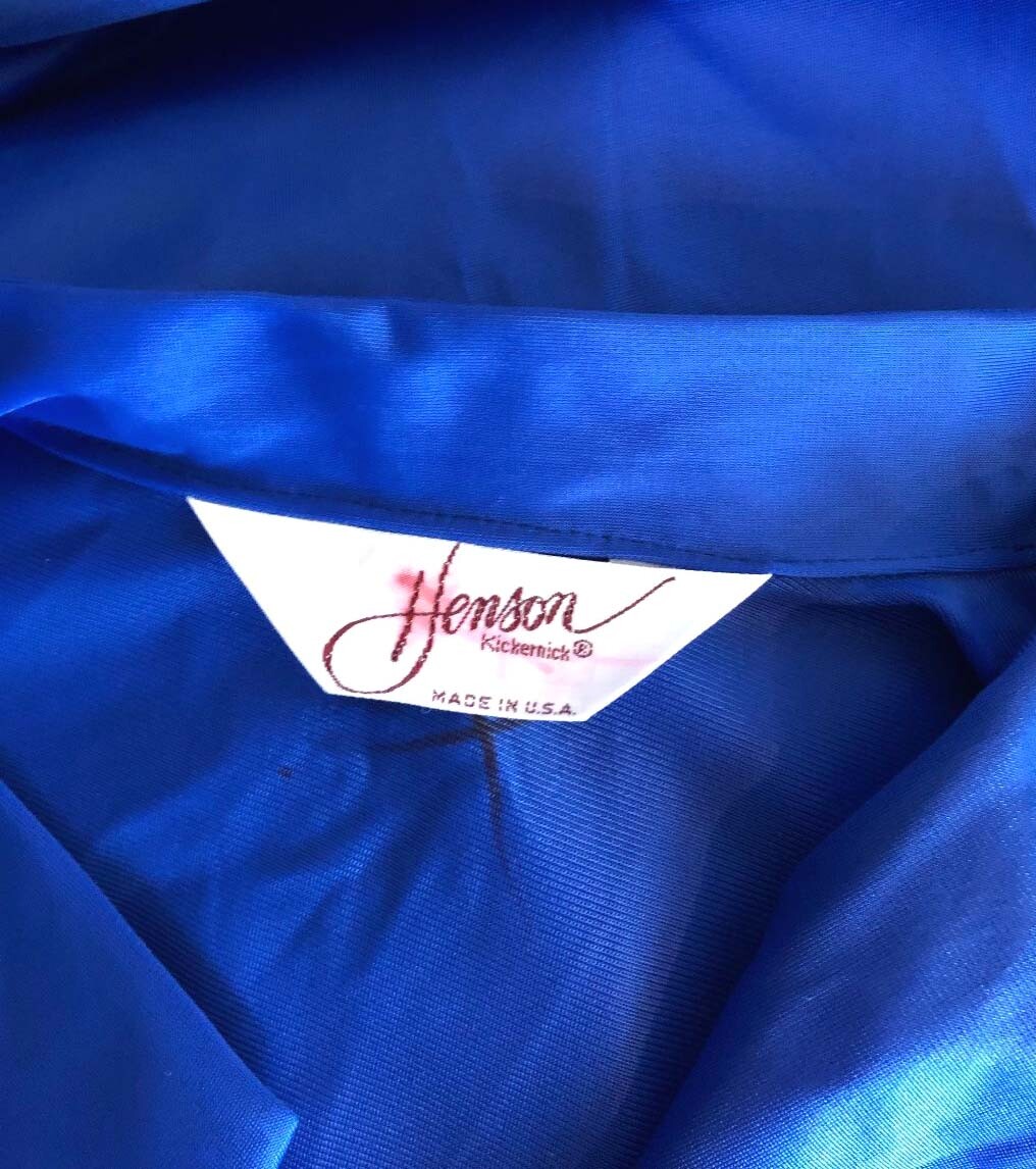 Vintage Henson Kickernick robe sz S 100% Nylon Button Front Royal Blue NOS