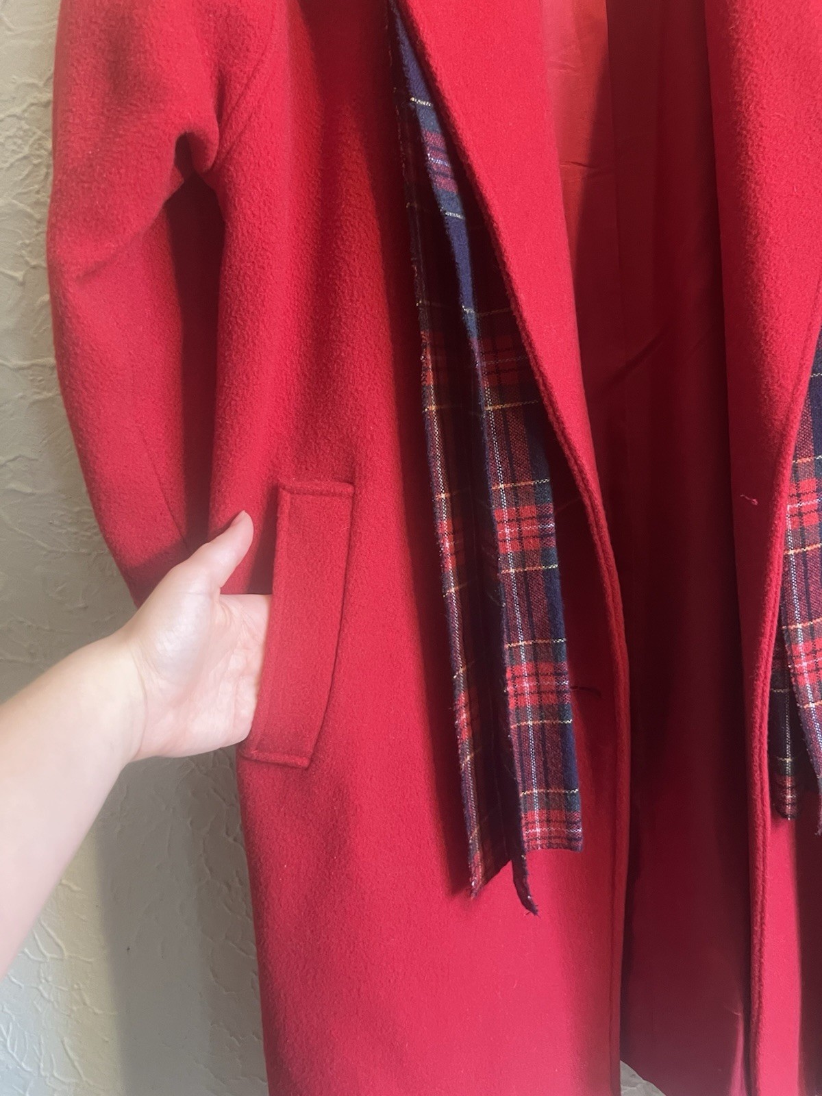Andrea Marin sz 6 Made In USA Vintage Lined Red Wool Long Double Breasted Coat