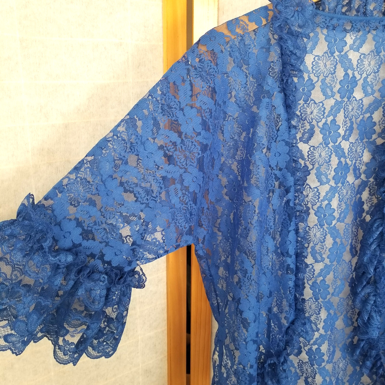 Vintage Boudoir Bed Jacket Royal Blue Medium Dolores for Poirette USA Made MWT