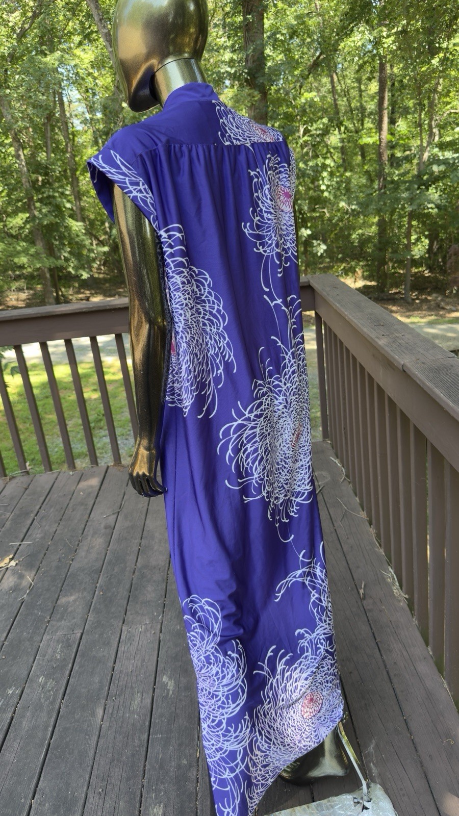 Vintage Liberty House By Kyomi Hawaii Maxi Dress M Purple w Frog Button Closures