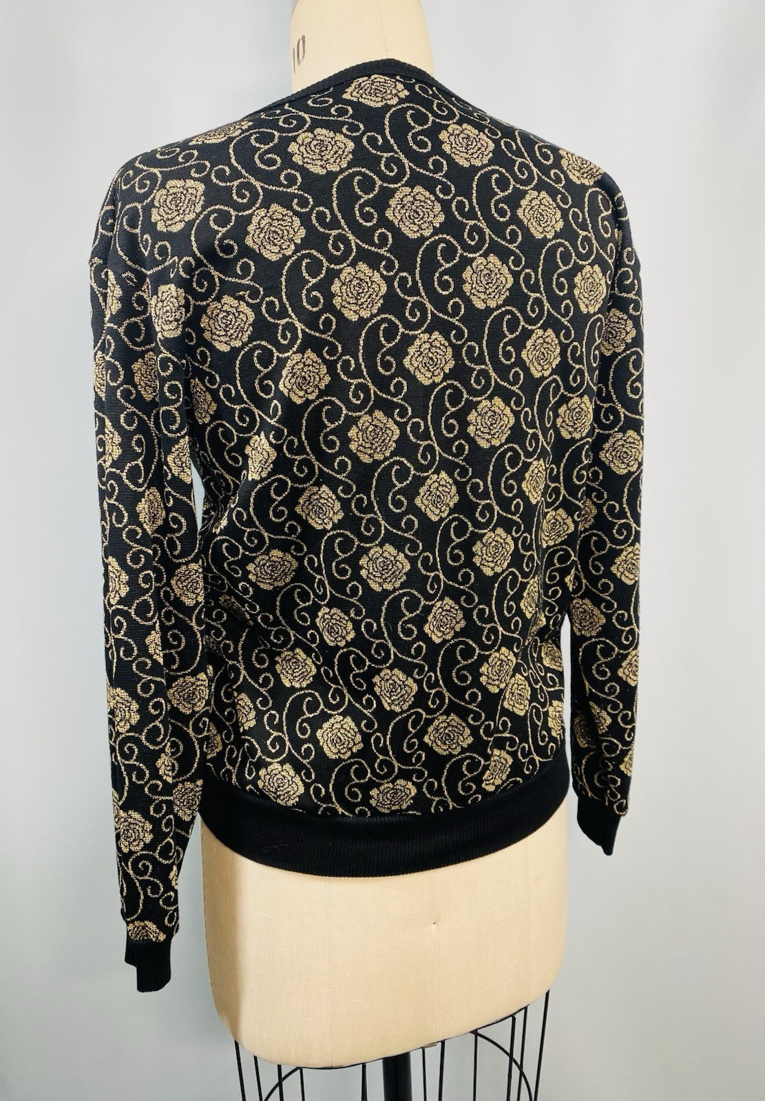 Vintage Top SIZE MEDIUM black gold lurex metallic knit sweater C.P. SPORT 80s