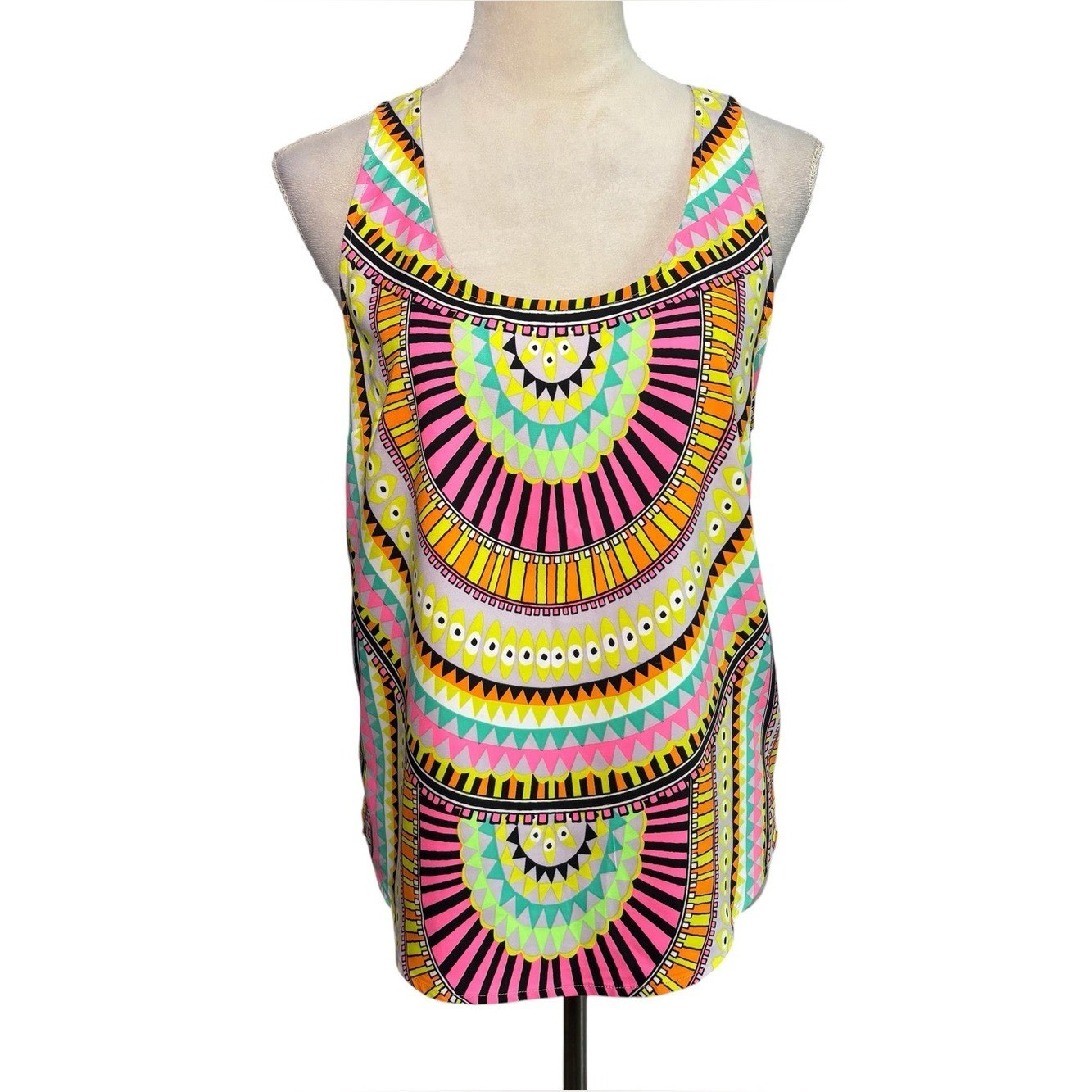 Mara Hoffman Vintage Neon Geometric Tank Top Small Bohemian Festival Coachella