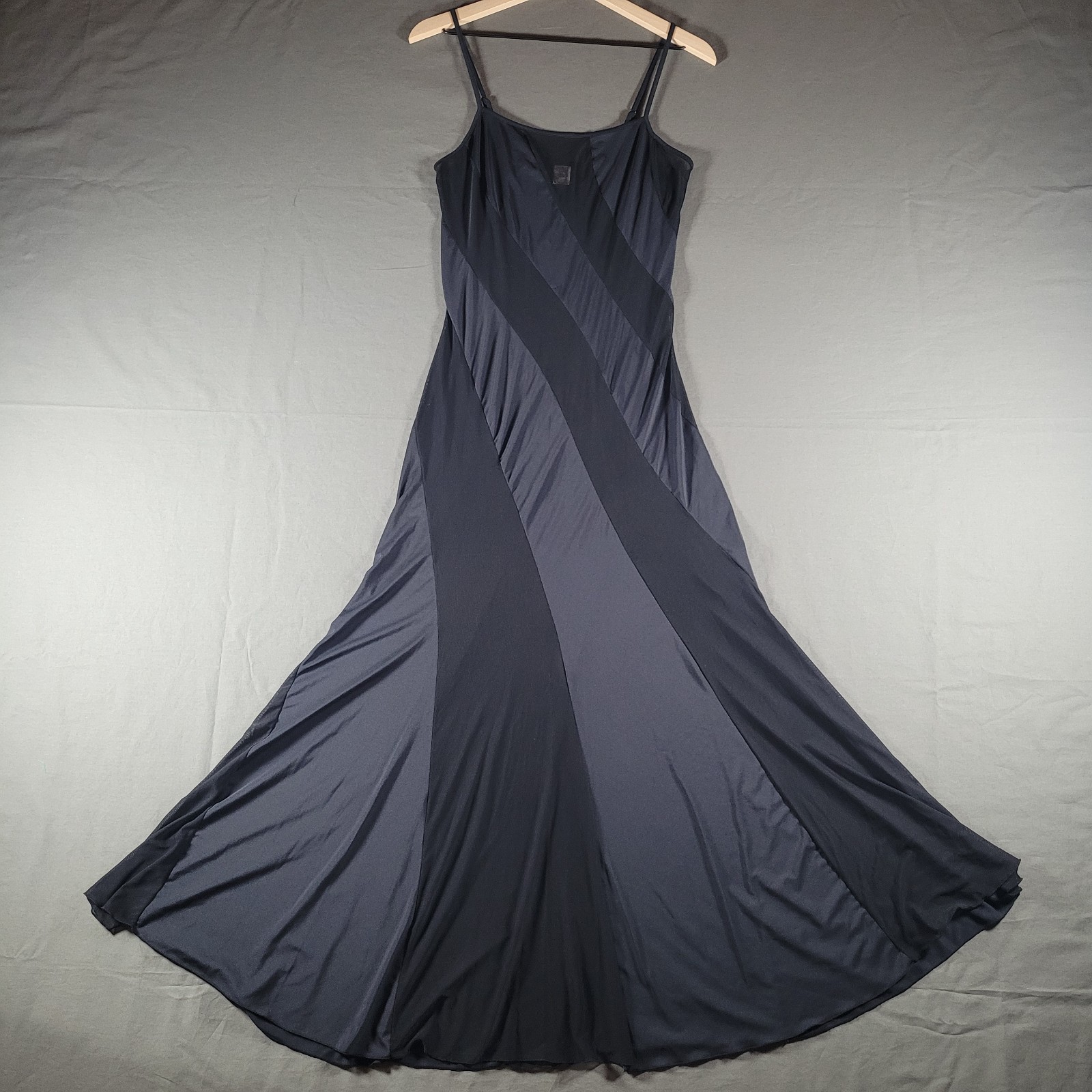 Vintage Y2K Frederick’s of Hollywood Black Sheer Mesh Panel Maxi Slip Dress M