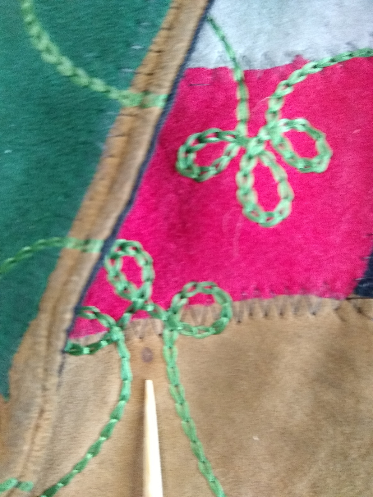 Two One Two Suede Leather Vest Womens S Patchwork Embroidery Boho Hippie Vtg