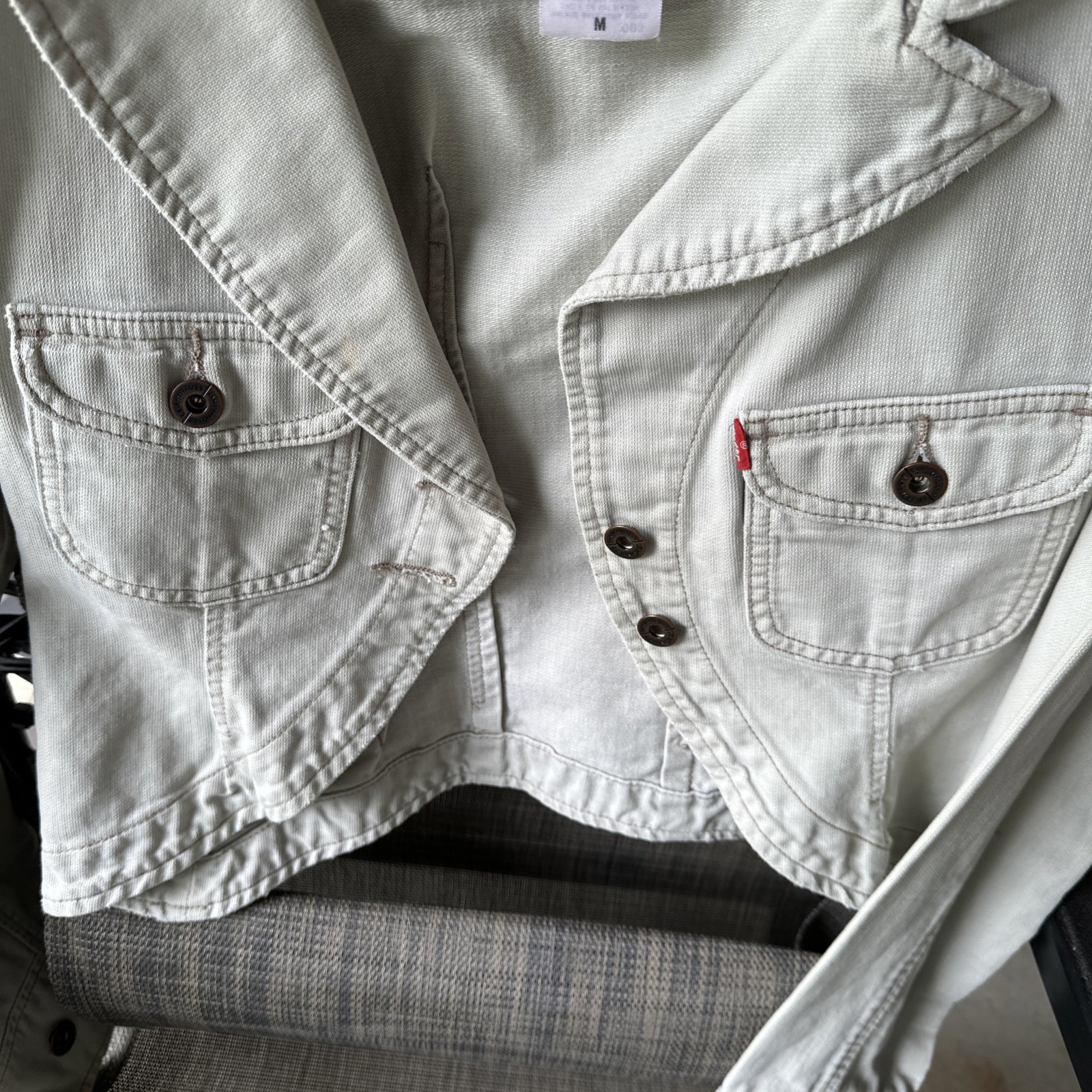 VTG Y2K Levi Strauss & Co Tan Colored Cropped Denim Blazer Jacket