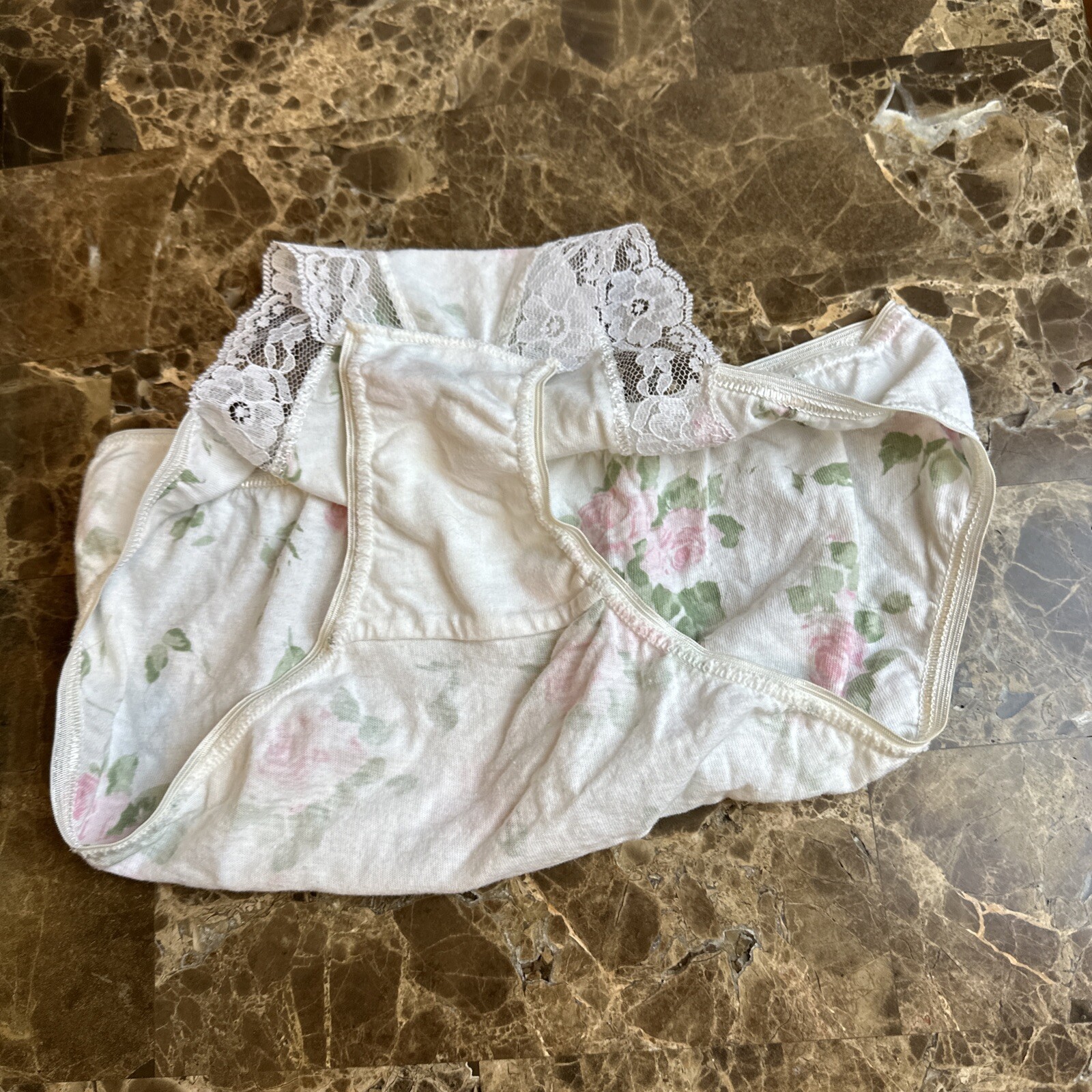 NWOT VTG 80s 90s Floral Coquette Sissy Bikini string lacy panties Kawaii Sz M!!