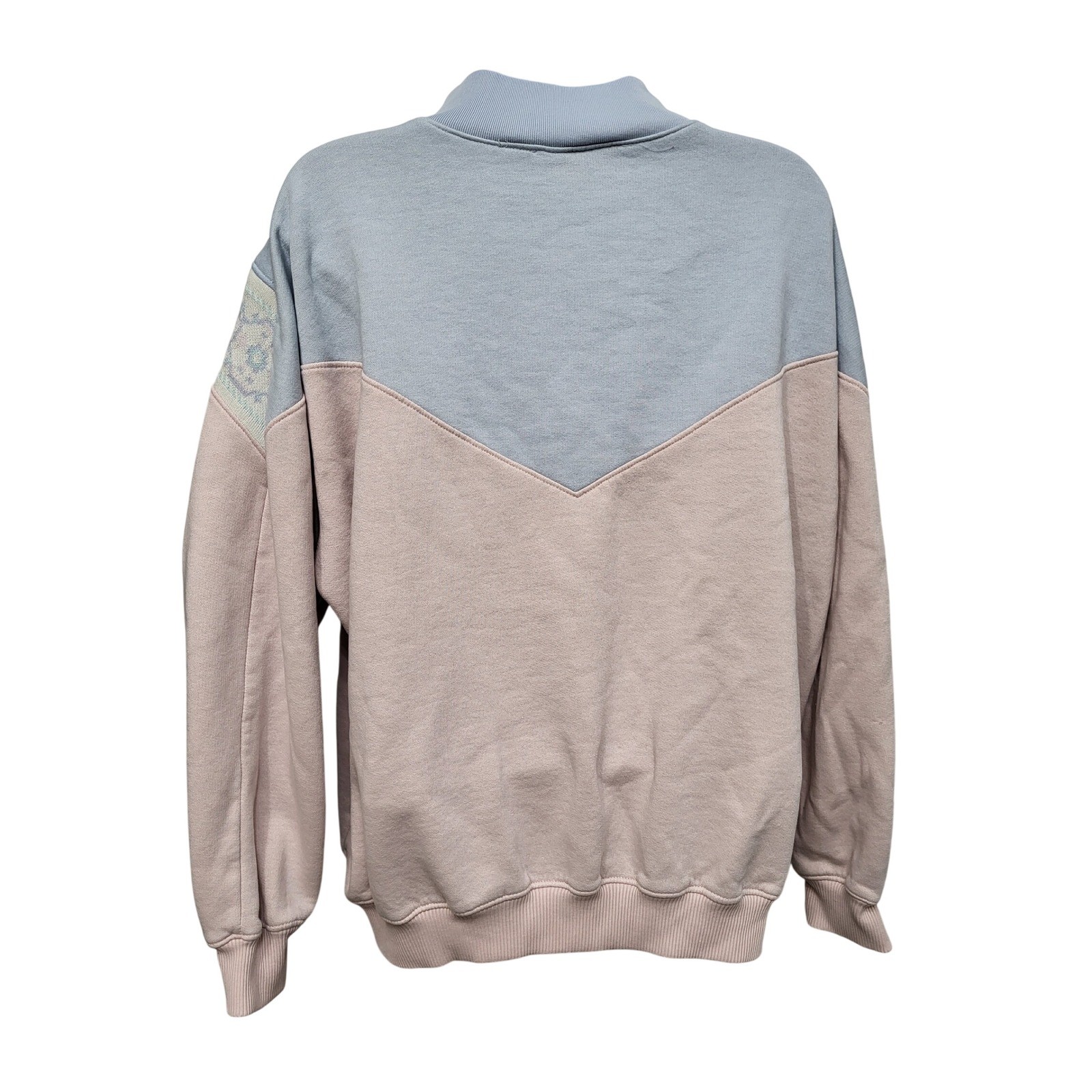 Just For Women Vintage Quarter Zip Sweatshirt Pink Blue Colorblock Chevron L