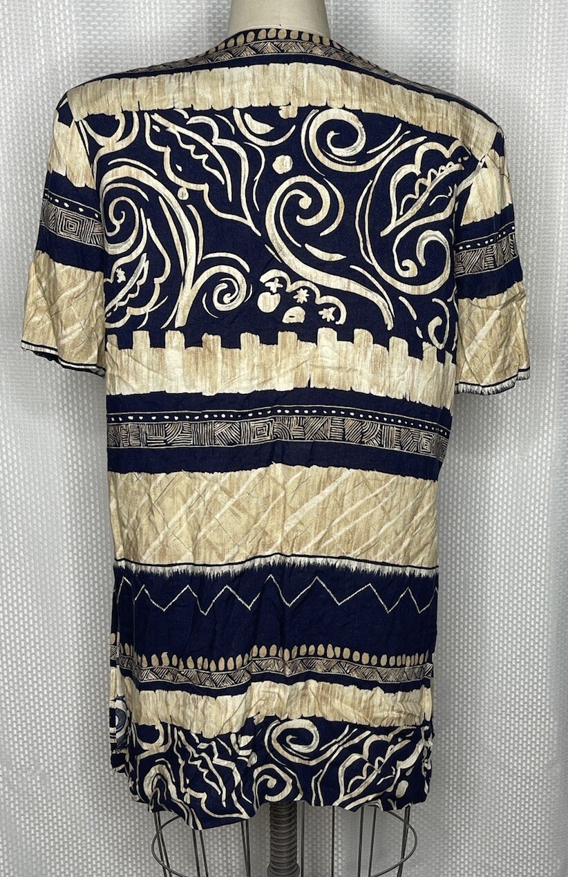 VINTAGE K.C. SPENCER BY CHELSEA ROUSSO WOMEN’S ETHNIC PRINT BLOUSE BLUE 16