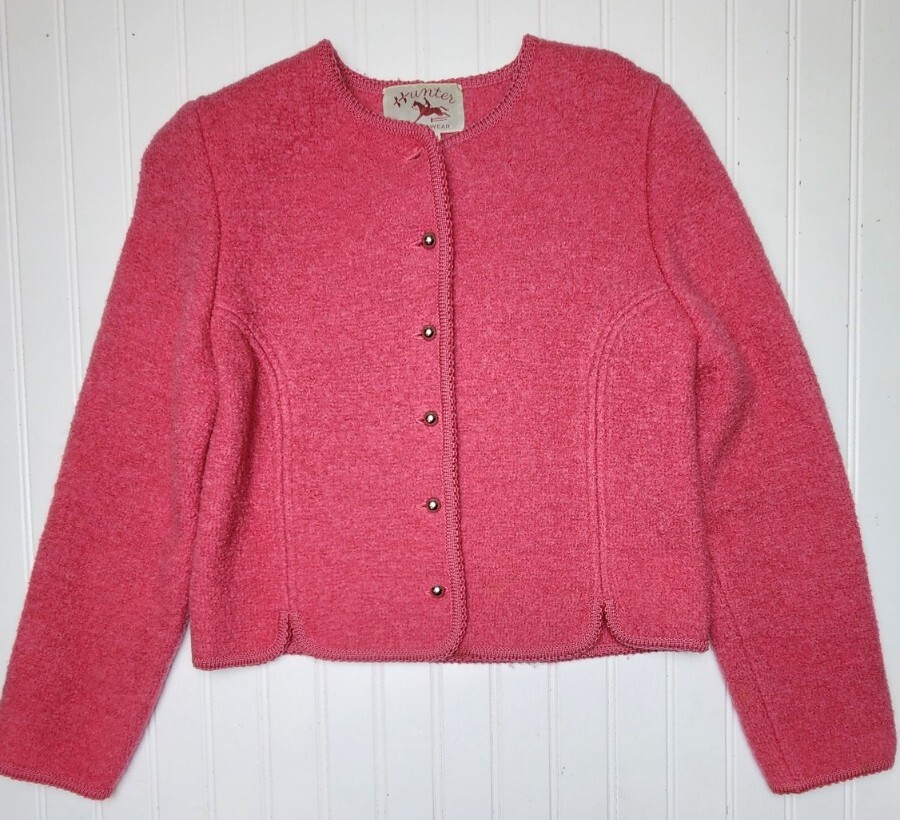 Vintage Pink Barbiecore Jacket Virgin Wool Cropped Blazer Hunter Sportswear
