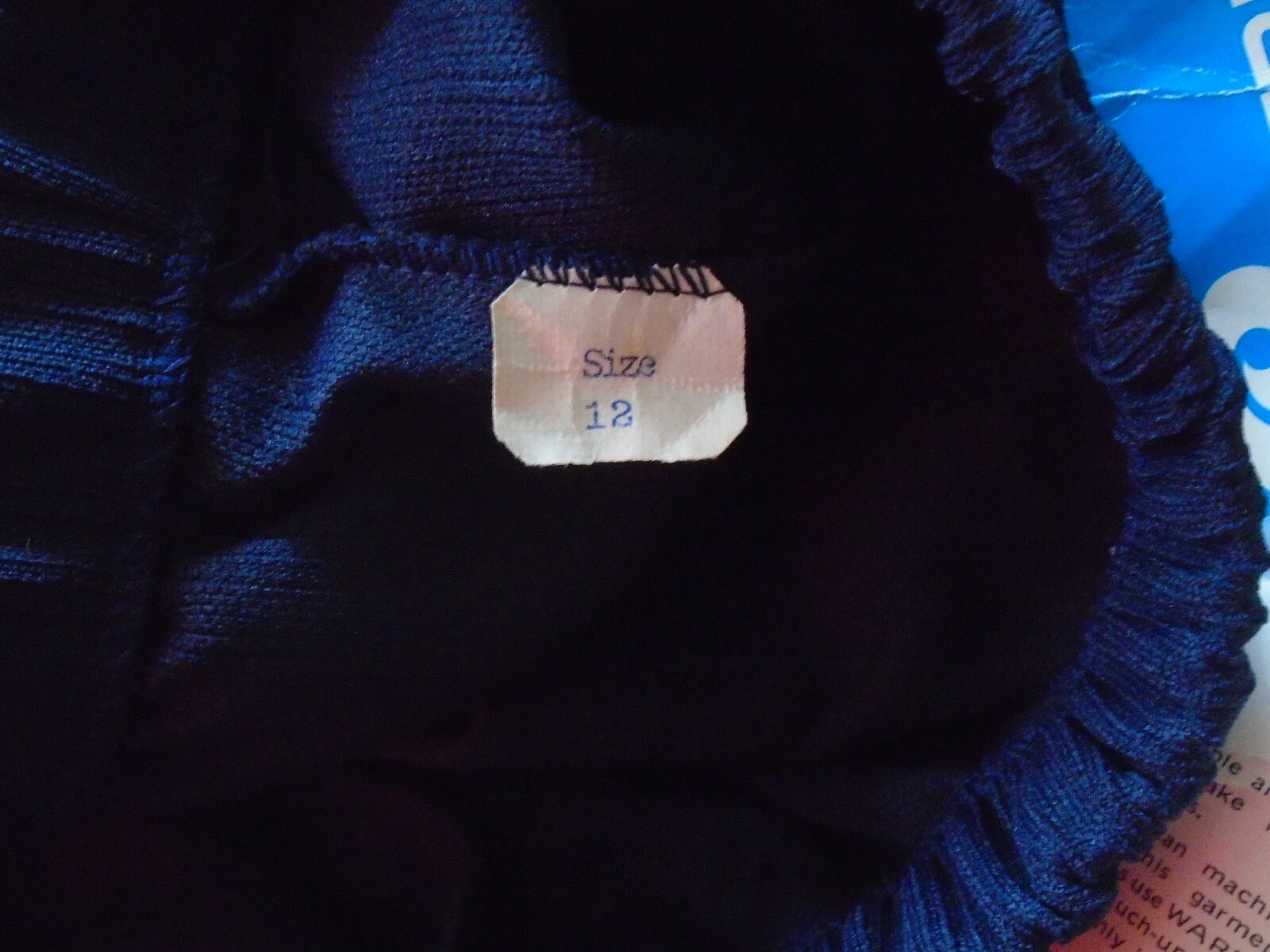 Ladies VTG 1970s Navy Blue Lines Textured Poly Dress Pants Sz 12 Petite NWT