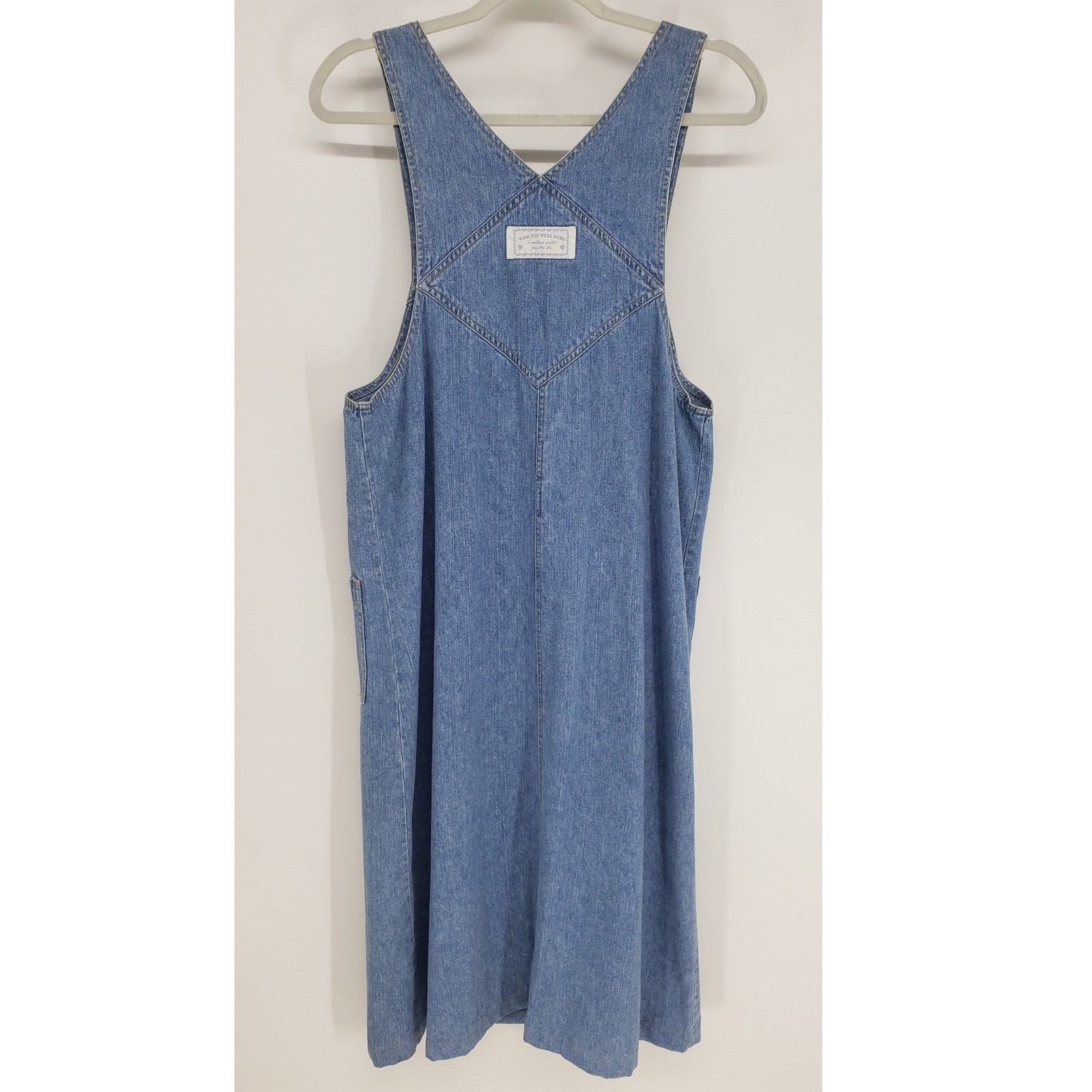 Vintage 90s The Disney Store Winnie the Pooh Denim Jumper Dress Women M Blue