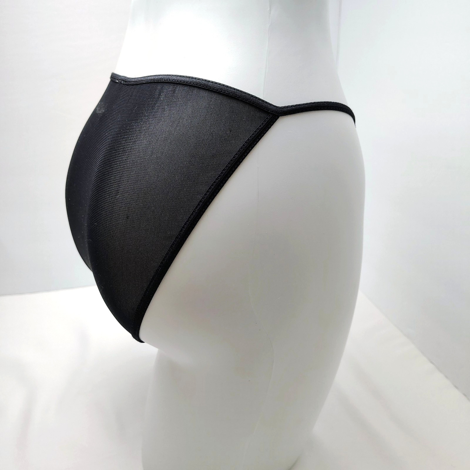 NEW Vintage Y2K Lei Underwear M Black Sheer Mesh String Bikini Panties Panty