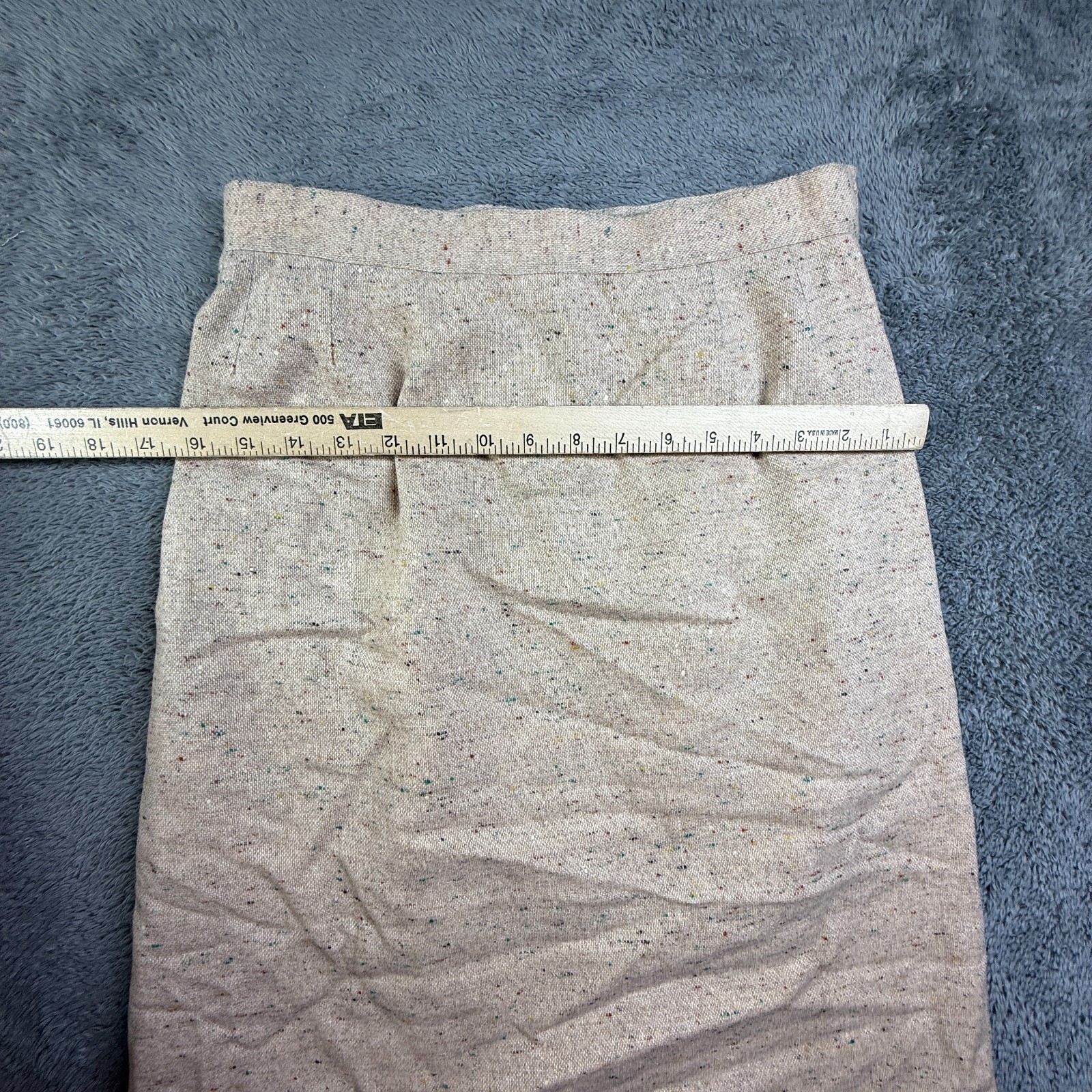 Vintage Wool Blend Tweed Pencil Skirt Flecked Neutral Lined 1960s 1970s Small