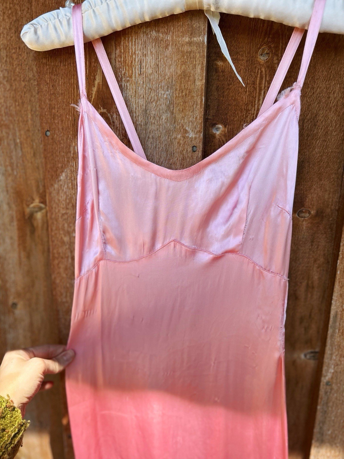 Vintage 1940s Bias Cut Nightgown Pink Satin (Silk/Rayon?) – Please Read