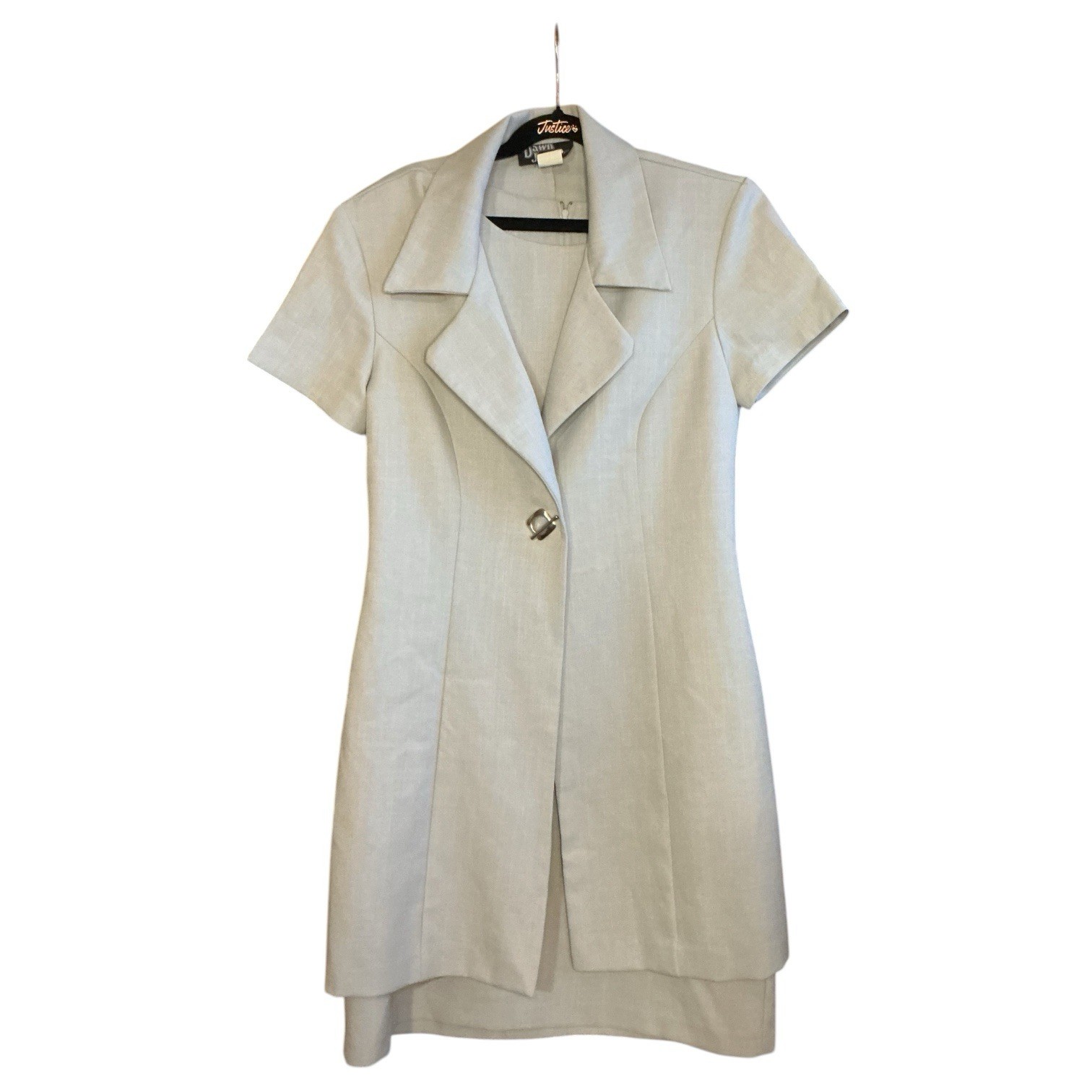 💟Vintage Dawn Joy Fashions Light Blue 2 Piece Dress and Short Sleeve Jacket Set