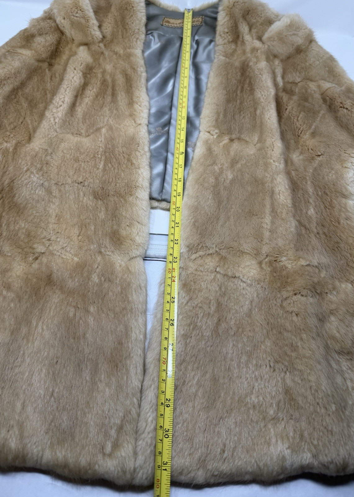 Vintage 50s Style Old Hollywood Fur Capelet Wrap Meier & Frank Tan Satin Lined
