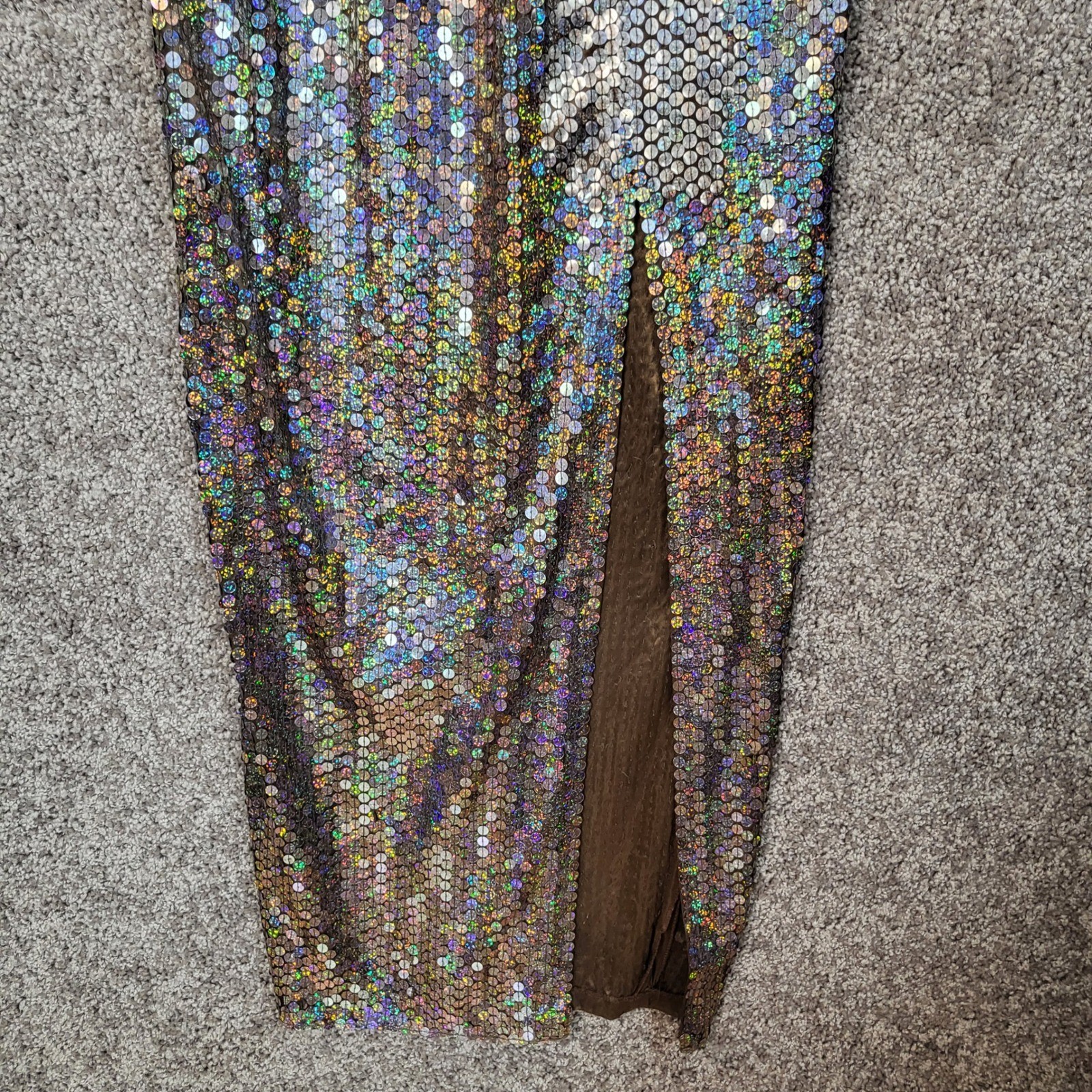 Niteline Della Roufogali Vintage Holographic Sequin Gown Brown Bronze Size 6