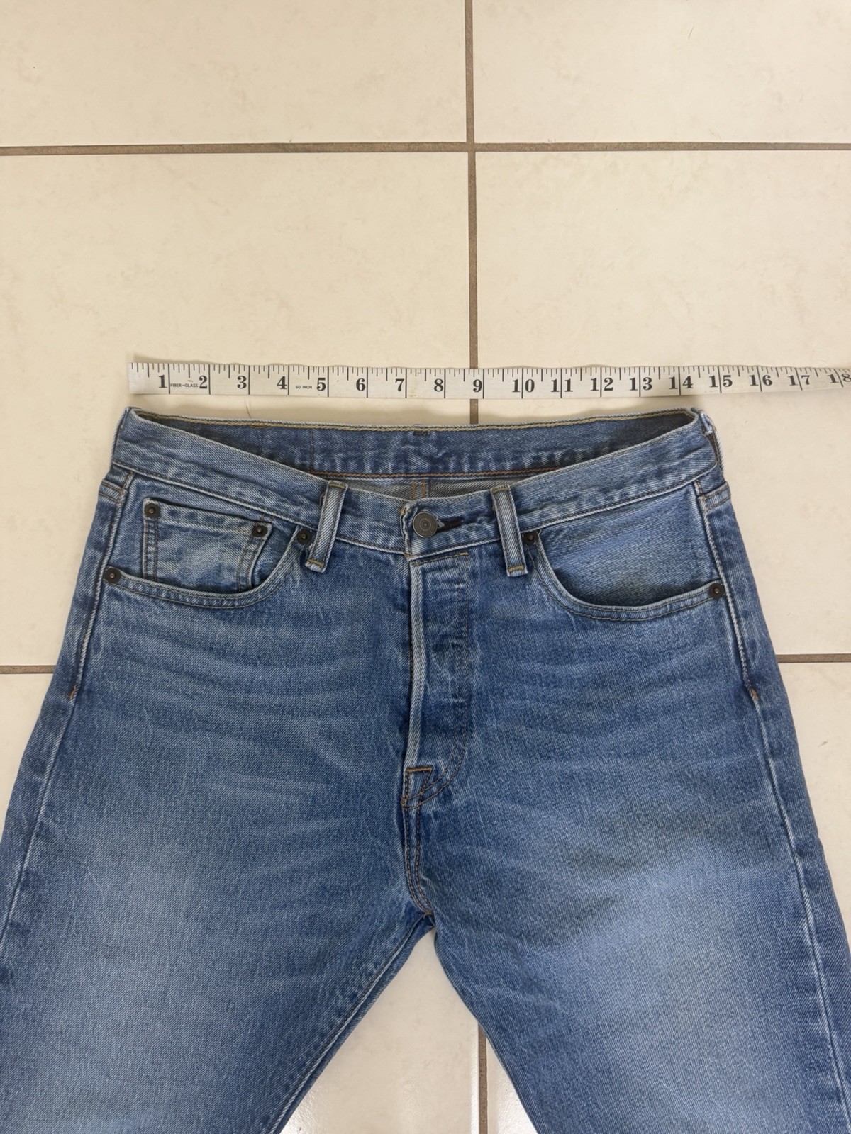Vintage 501 Levis Denim Jeans Perfect Fade Button Fly