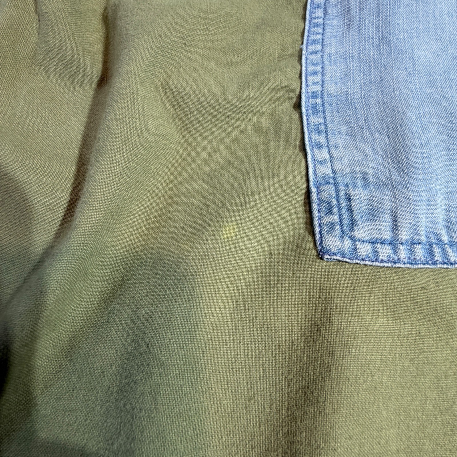 Wellington Court Cotton Skirt – OS Green Denim Patch Upcycled