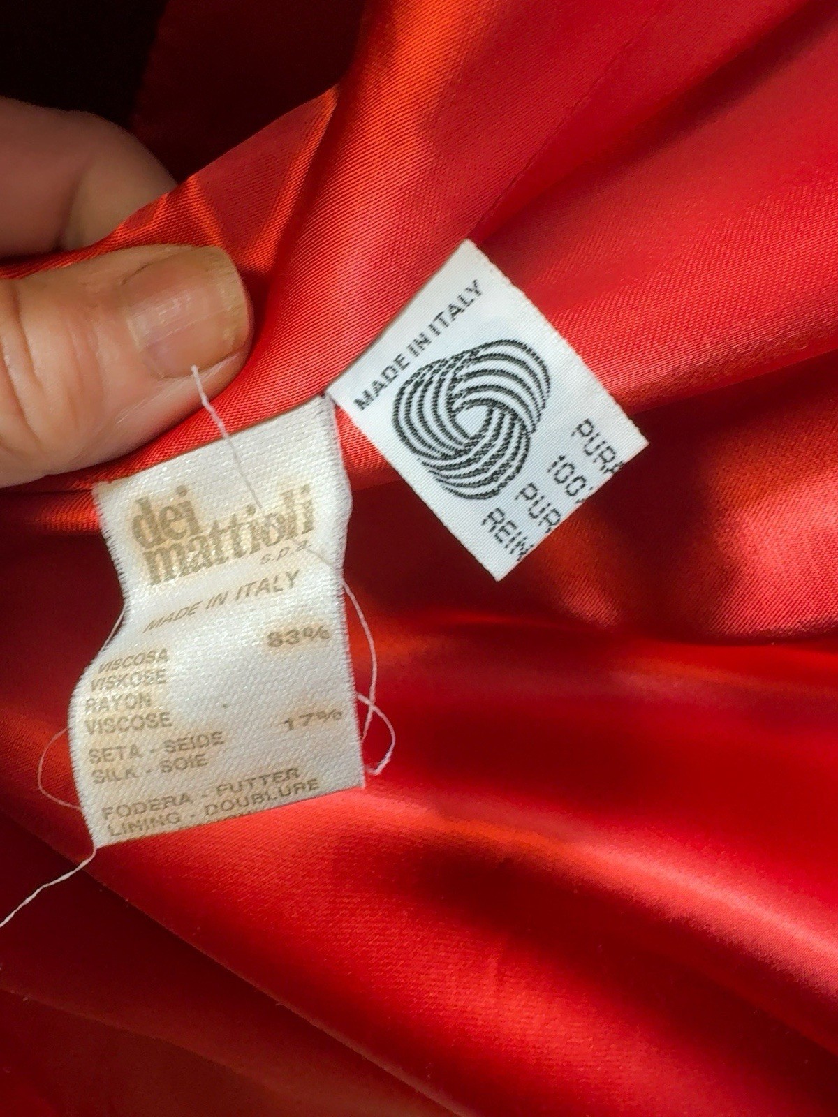 Vntg Gianfranco Ferré Red Virgin Wool Silk Velvet Belted Coat Made Italy size 44
