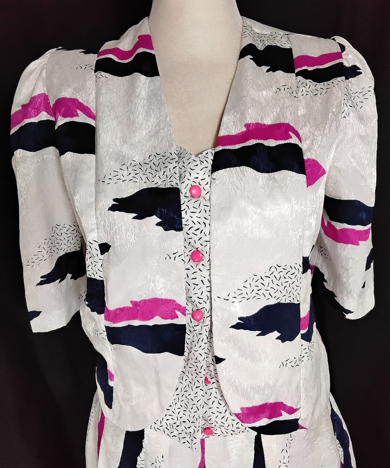 Vintage 80s Yamila Gaucho Pants and Blouse Set Abstract Pattern Sz S/M Mexico