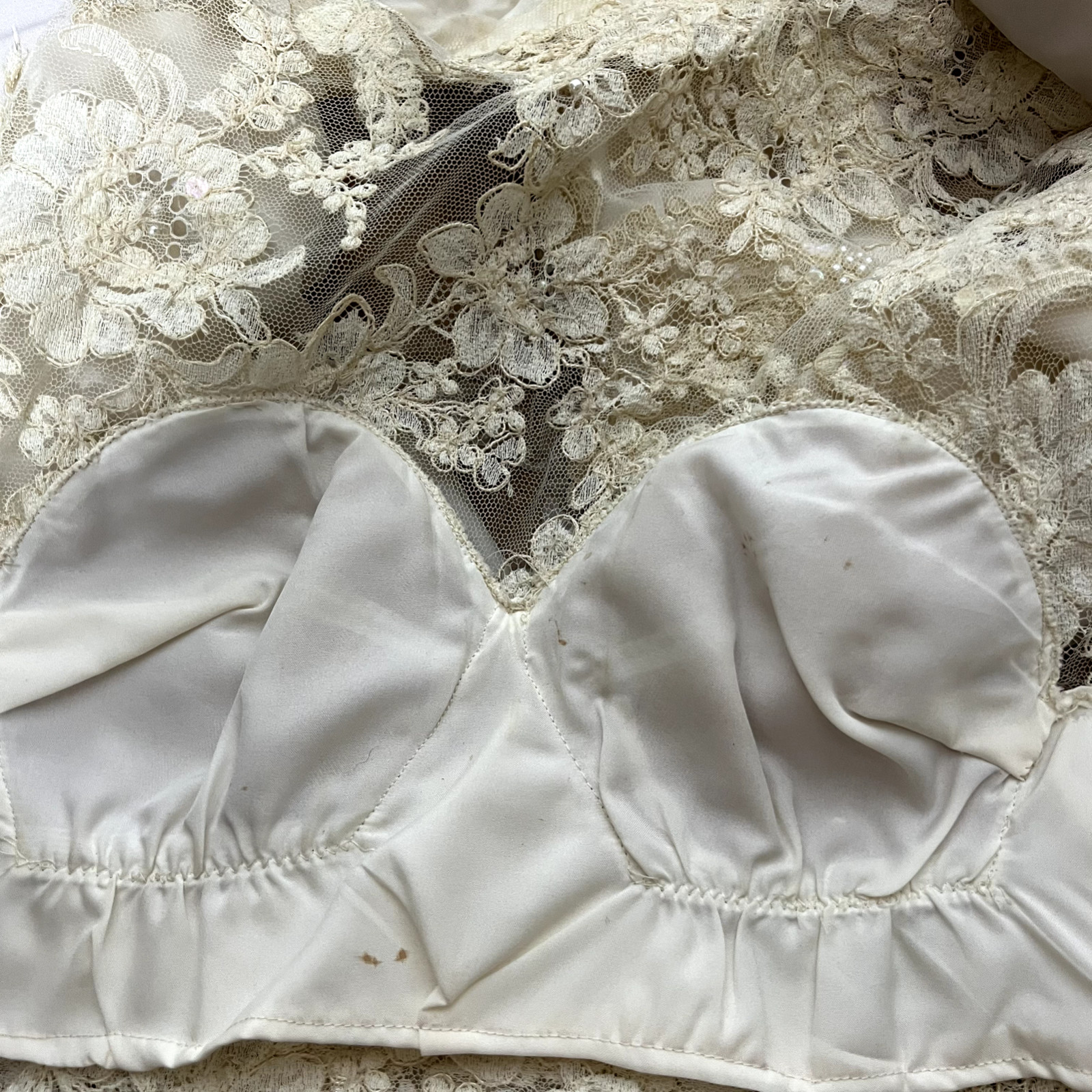 Pamela Caldwell Women Top Silk Lace Pearl Size XS S Ivory Hand made Vintage RARE