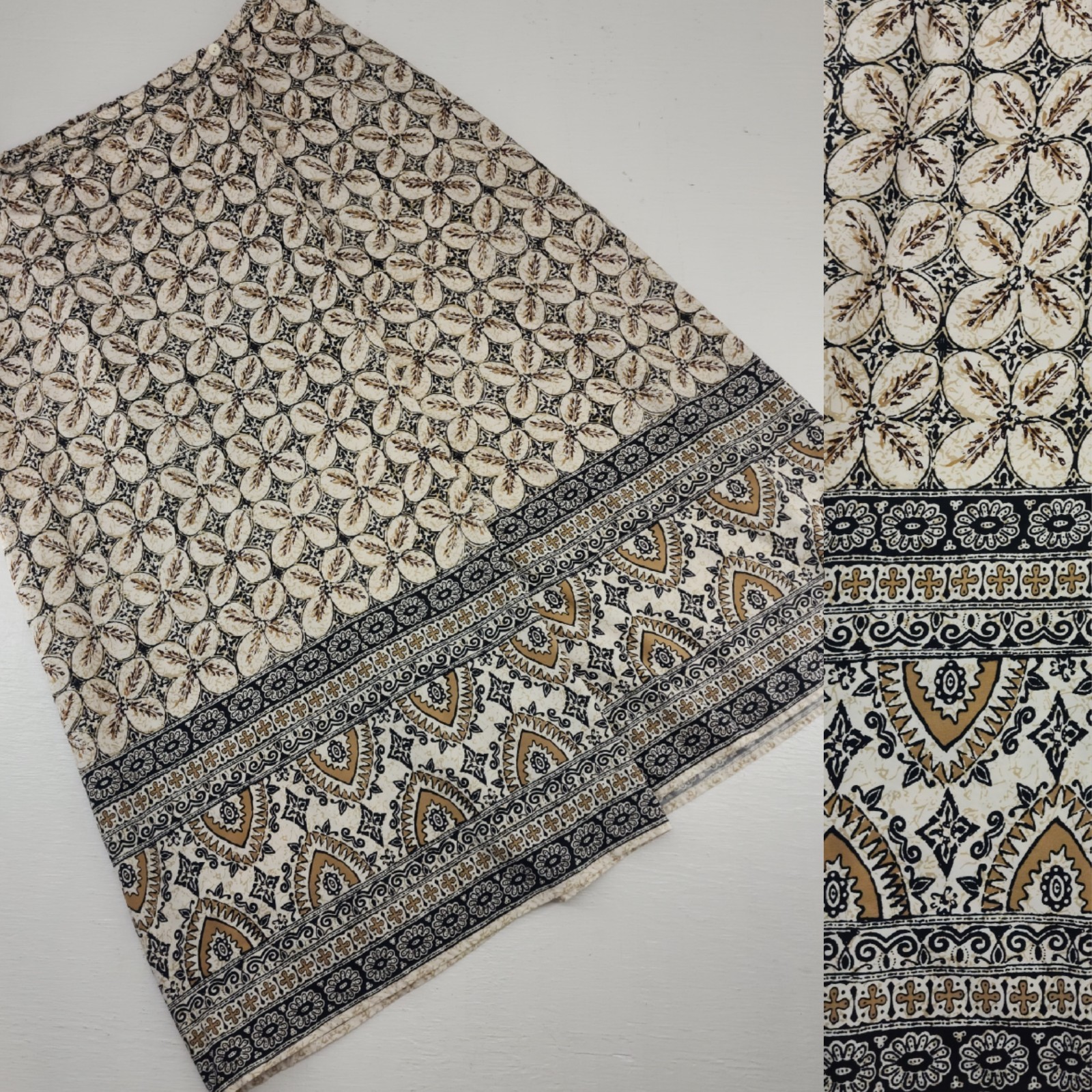 Vintage Liz Claiborne 1X | Silk Boho Wrap Maxi Skirt Earth Tones Geo Print
